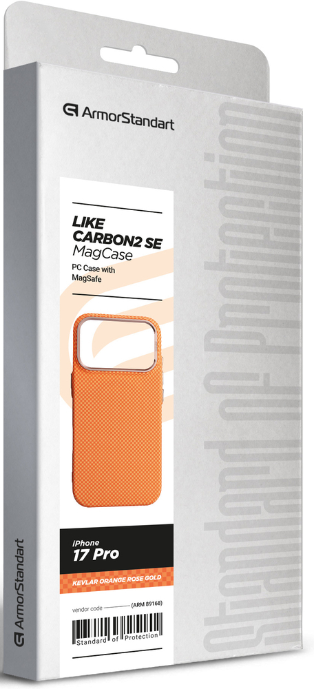 Чехол ArmorStandart LikeCarbon2 SE MagCase для Apple iPhone 17 Pro Kevlar Orange Rose Gold (ARM89168) фото