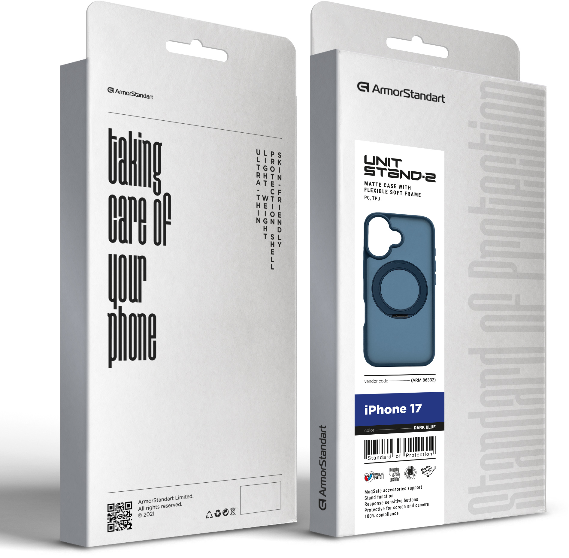 Чохол ArmorStandart Unit Stand2 для Apple iPhone 17 Dark Blue (ARM86332)фото3