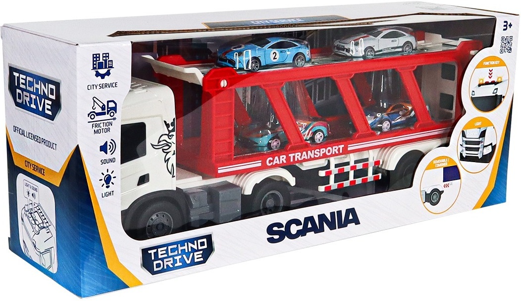 Набор игровой серии Large Truck – Автоперевозчик Scania (автоперевозчик, 4 машины, свет, звук) (6414KS) фото 