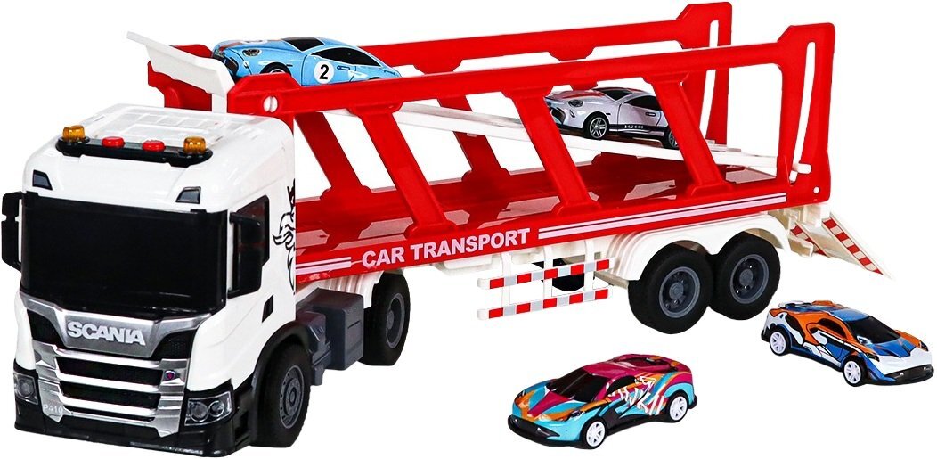 Набор игровой серии Large Truck – Автоперевозчик Scania (автоперевозчик, 4 машины, свет, звук) (6414KS) фото 