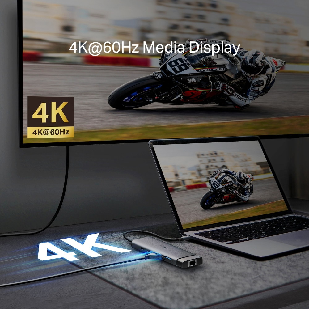 Хаб USB TP-LINK UH9120C USB-C > 3xUSB3.0/1xUSB-C/xHDMI/1xRJ45/1xSD/1xmicroSD/1xPD 100Whфото