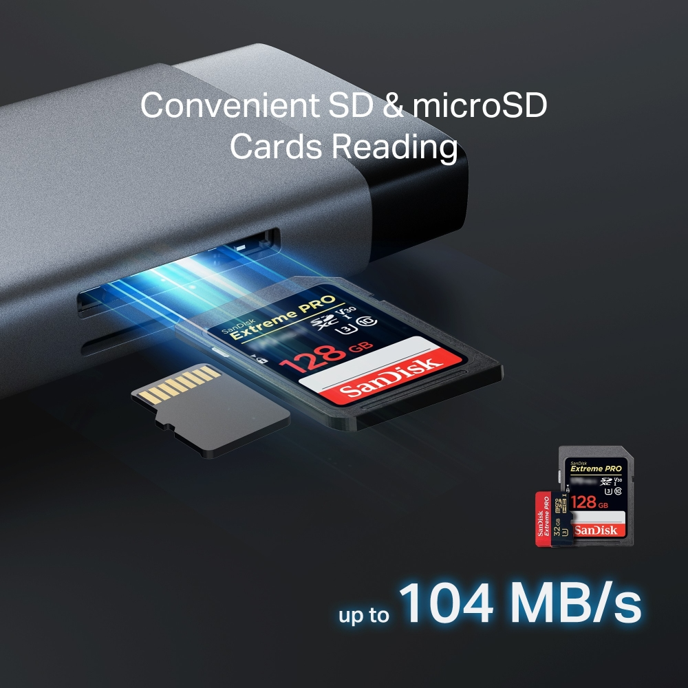 Хаб USB TP-LINK UH9120C USB-C > 3xUSB3.0/1xUSB-C/xHDMI/1xRJ45/1xSD/1xmicroSD/1xPD 100Whфото