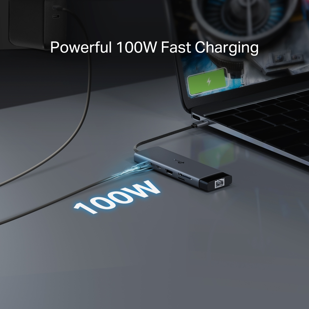 Хаб USB TP-LINK UH9120C USB-C > 3xUSB3.0/1xUSB-C/xHDMI/1xRJ45/1xSD/1xmicroSD/1xPD 100Whфото