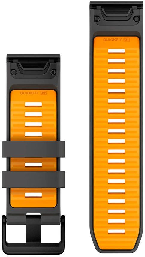 Ремешок Garmin Fenix 8, 26mm, QF Graphite/SparkOrg SiliconeBnd (010-13393-05) фото