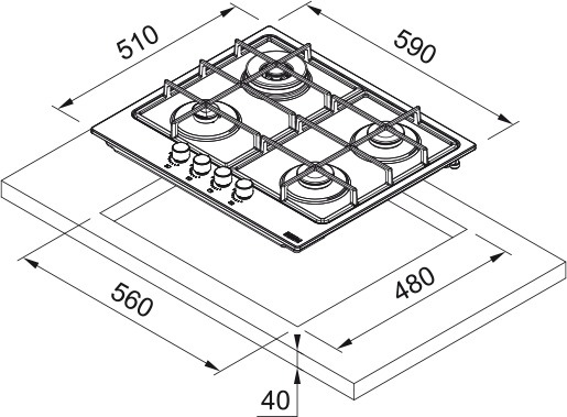 Варильна газова поверхня Franke FHSM 604 3G DC XS C (106.0554.391)фото2