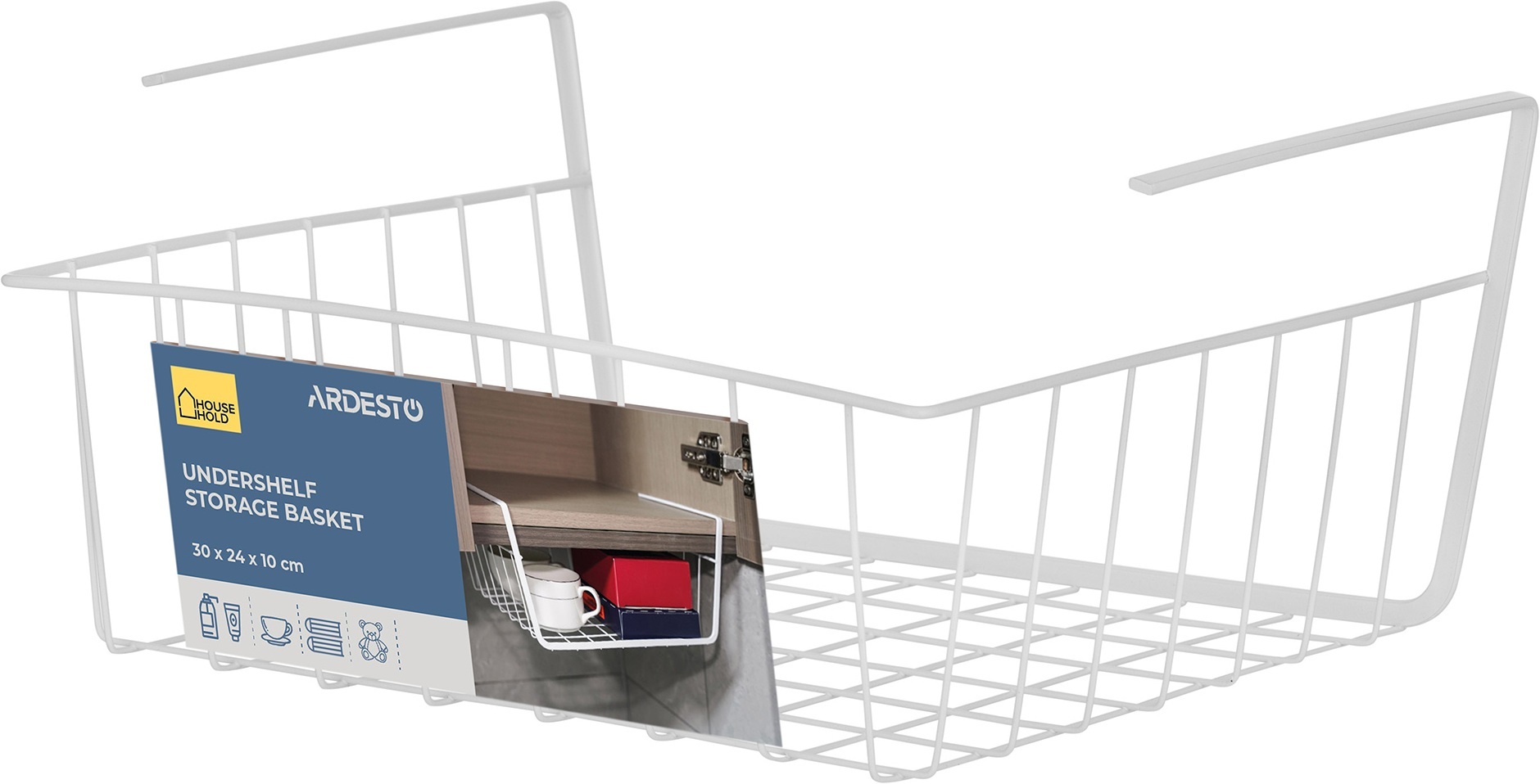 Полка подвесная ARDESTO 30х24х10см, металл, белый (ARHK4506W) фото 6