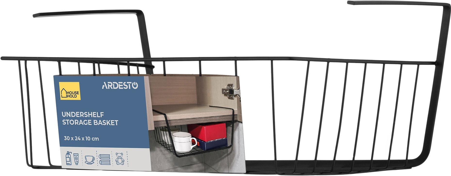 Полка подвесная ARDESTO 30х24х10см, металл, черный (ARHK4506B) фото 6