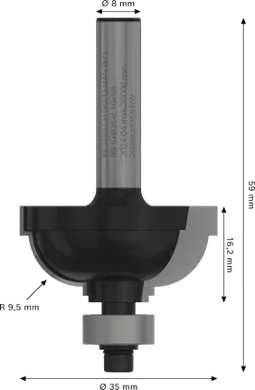 Фреза профільна Bosch Professional Std S8 R9.5 D35 L16.2 (2.608.628.358) фото