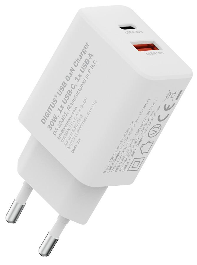 Зарядний пристрій DIGITUS GaN 1хUSB-C, 1хUSB-A, 30Wфото2