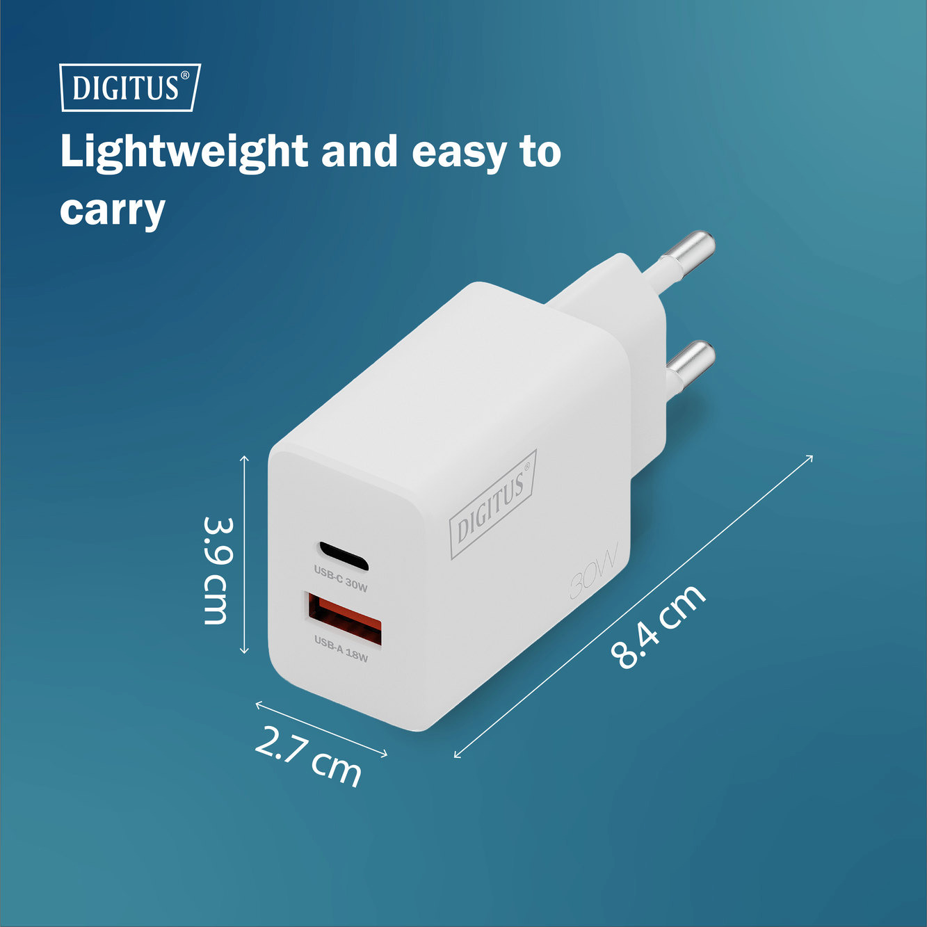 Зарядний пристрій DIGITUS GaN 1хUSB-C, 1хUSB-A, 30Wфото7