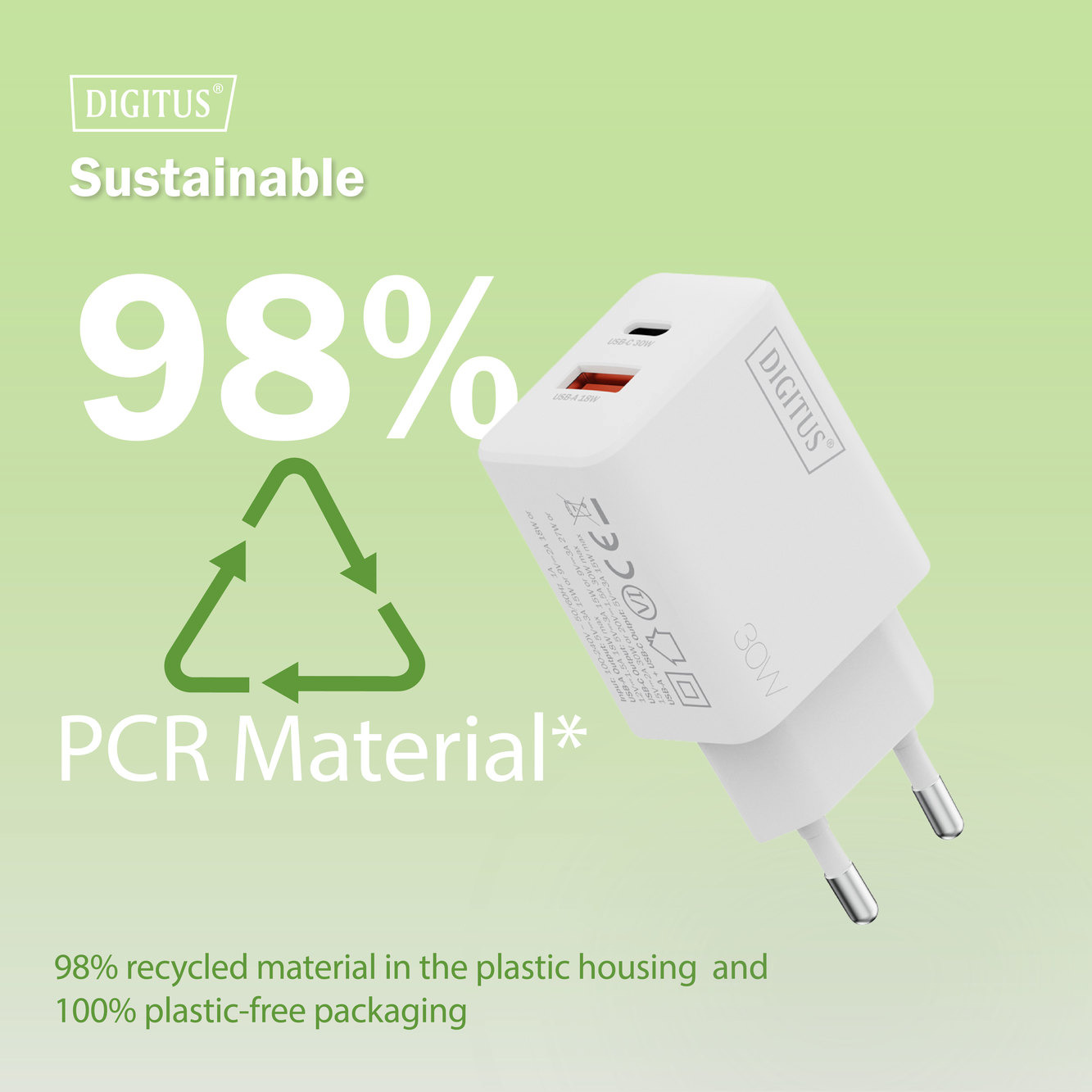 Зарядний пристрій DIGITUS GaN 1хUSB-C, 1хUSB-A, 30Wфото12