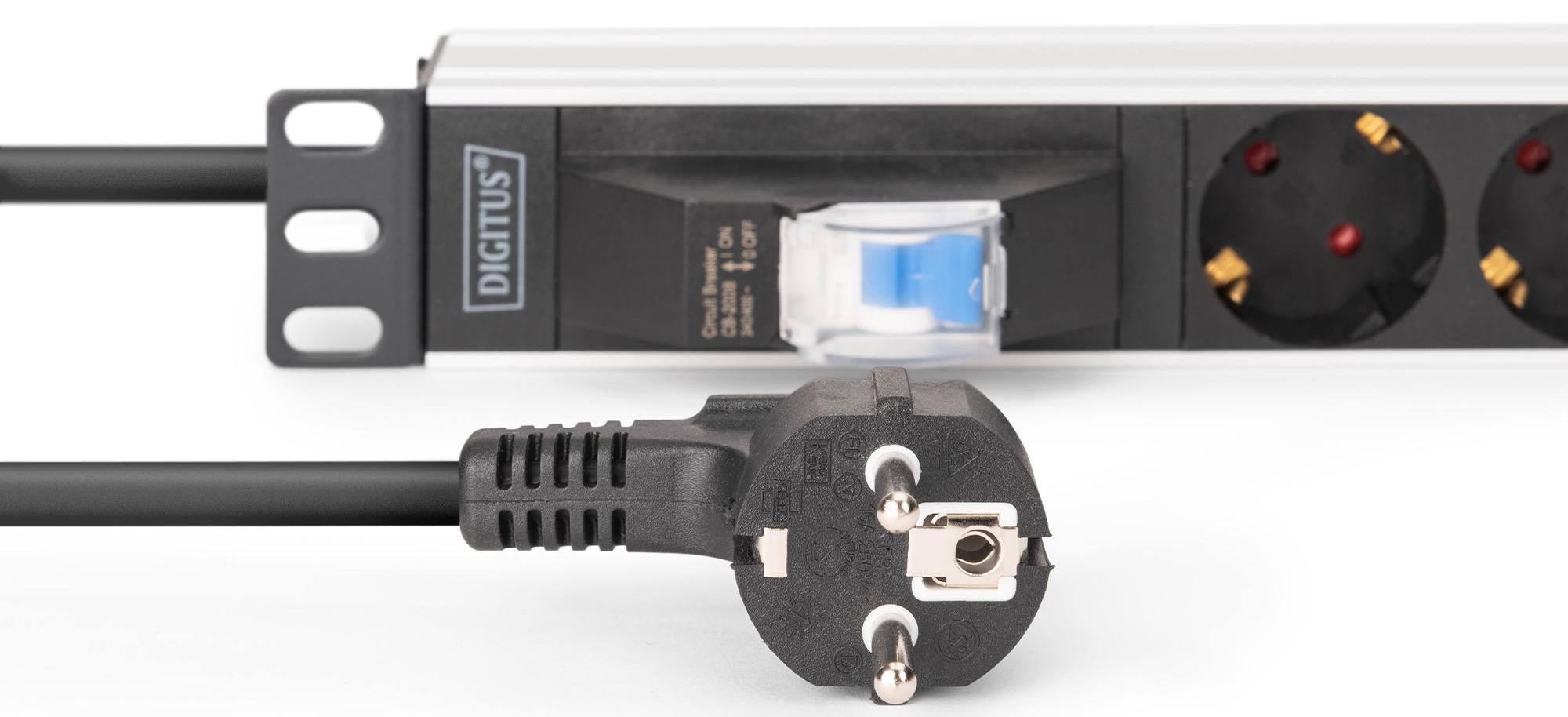 Пристрій розподілу електроживлення DIGITUS 1U, 7xSchuko, 16A, 250V, автомат, вилка Schuko (DN-95439)фото