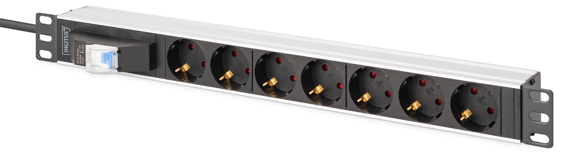 Пристрій розподілу електроживлення DIGITUS 1U, 7xSchuko, 16A, 250V, автомат, вилка Schuko (DN-95439)фото
