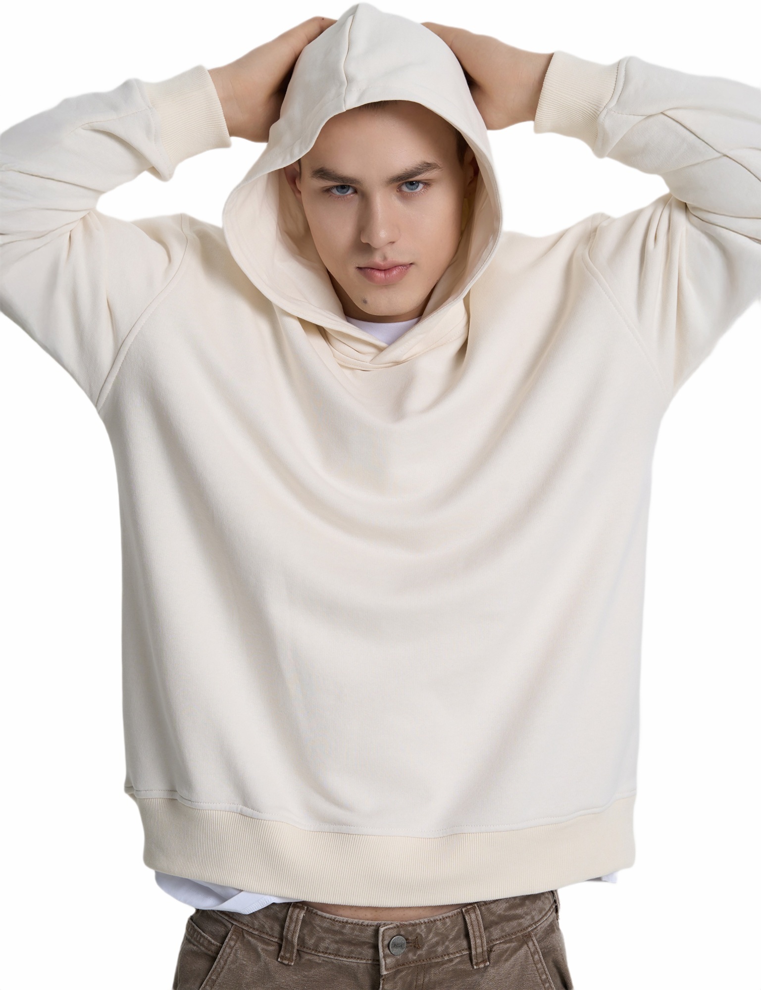 Худи мужское Roza 240619 XS светло-бежевое фото 4