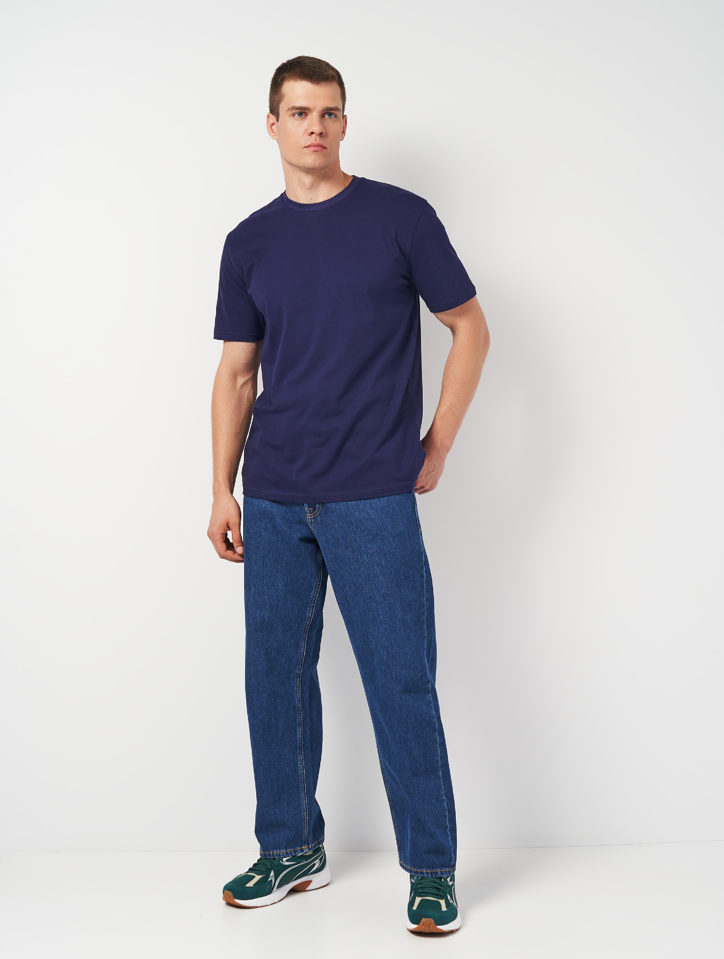 Футболка бавовняна чоловіча Roza 231101 M синяфото