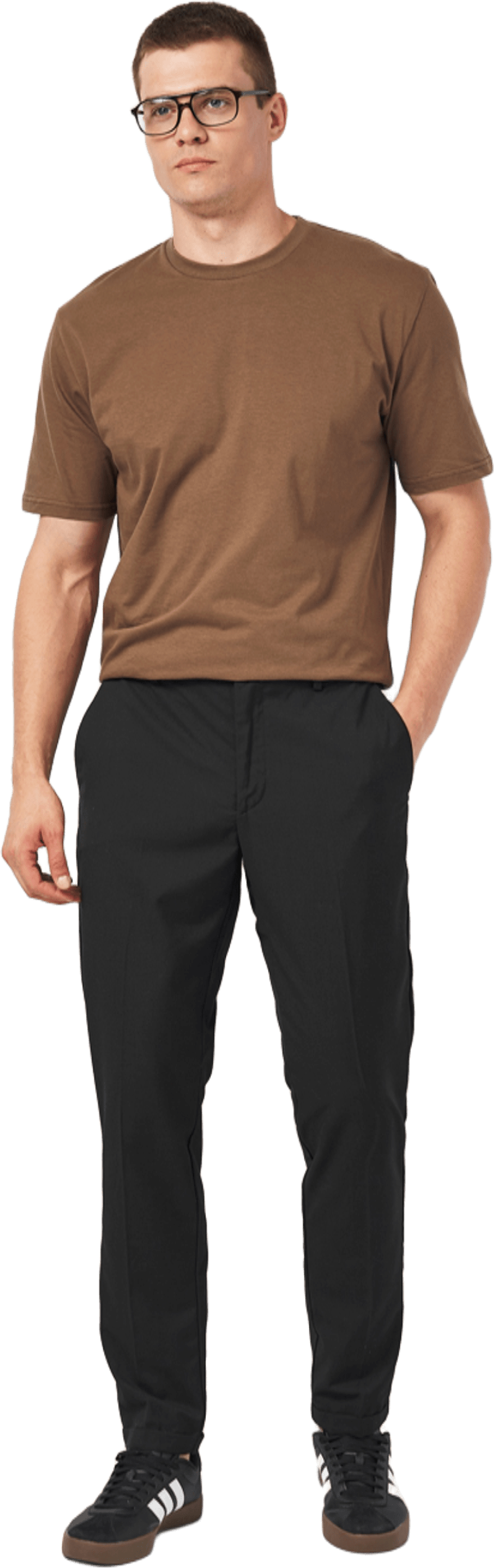 Футболка бавовняна чоловіча Roza 231101 XS темно-шоколаднафото