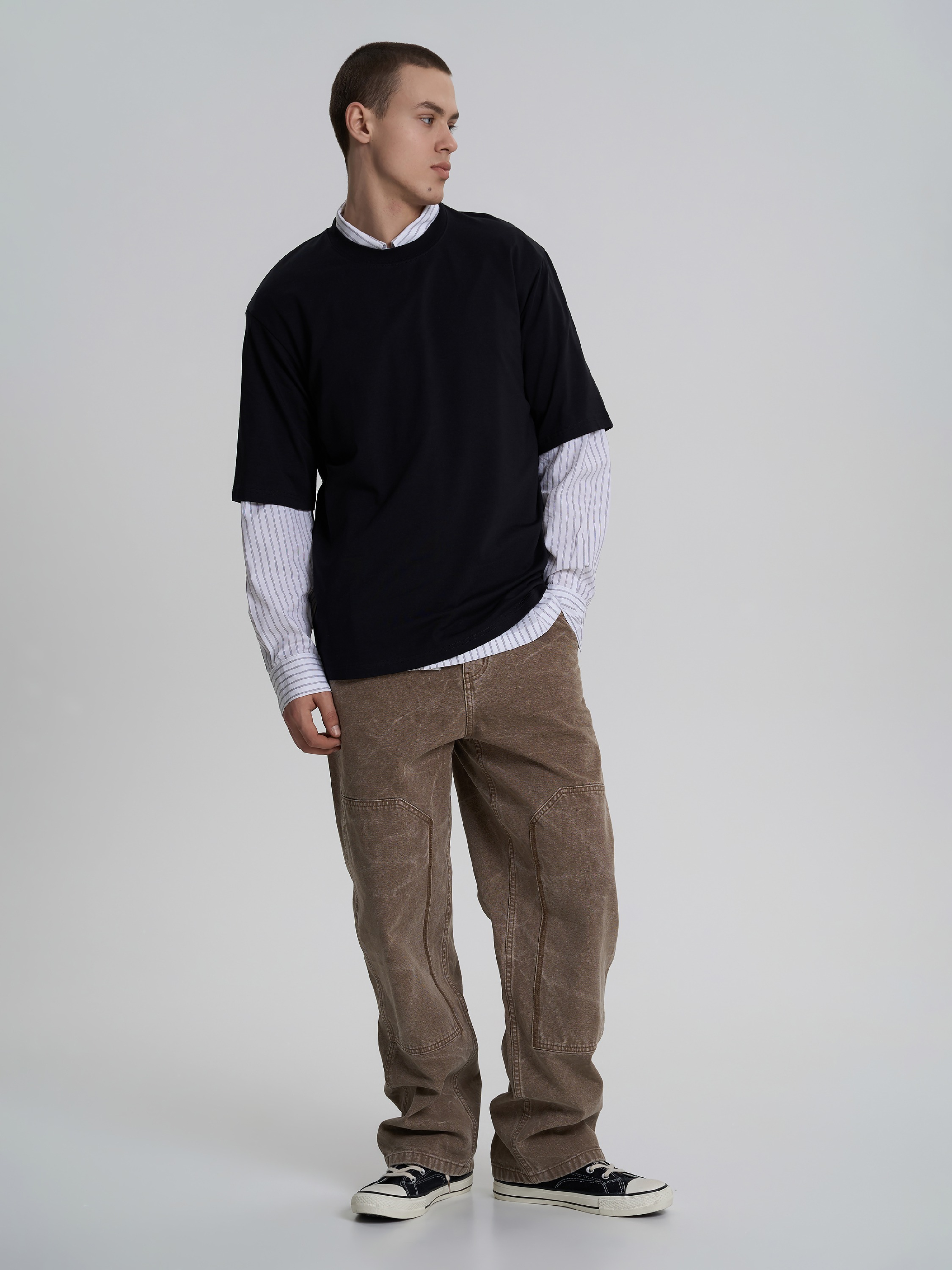 Футболка хлопковая мужская Roza 231117 M черная фото 5