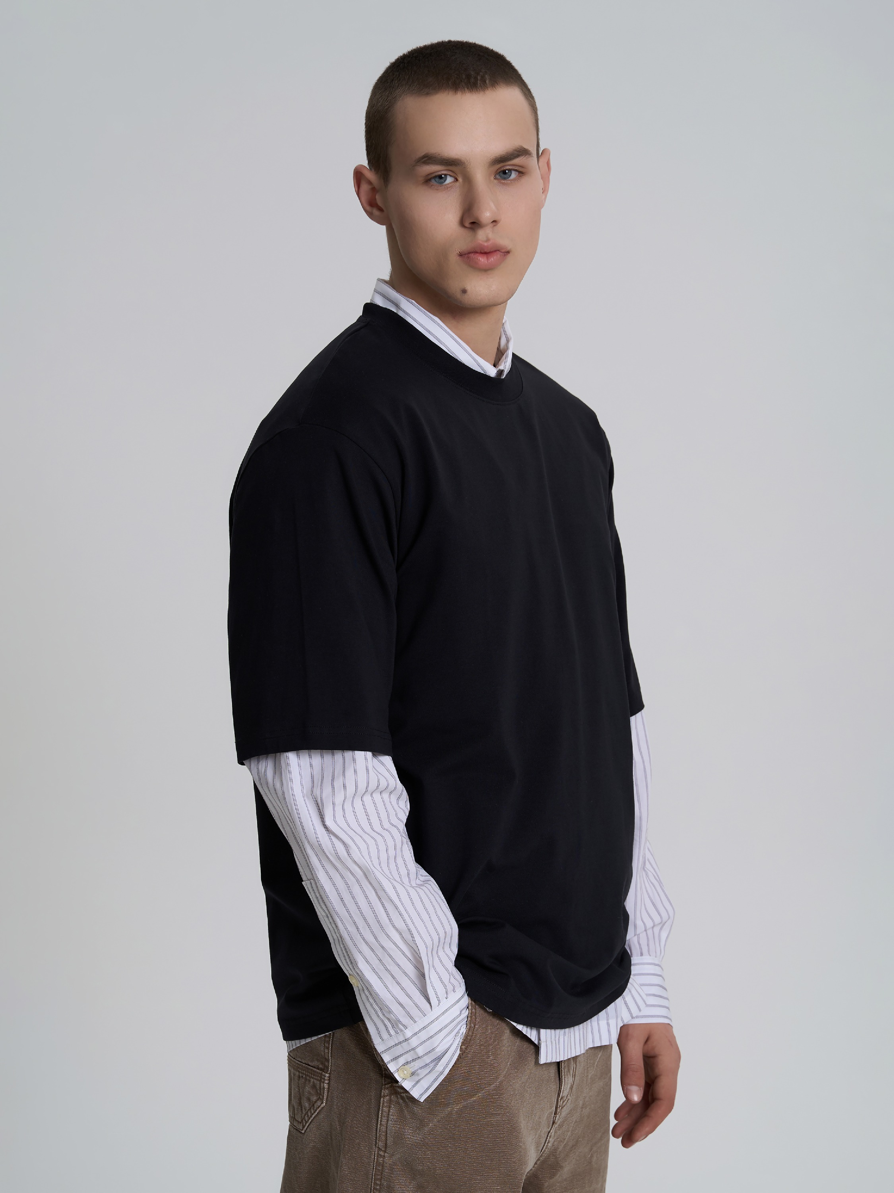 Футболка хлопковая мужская Roza 231117 XS черная фото 4