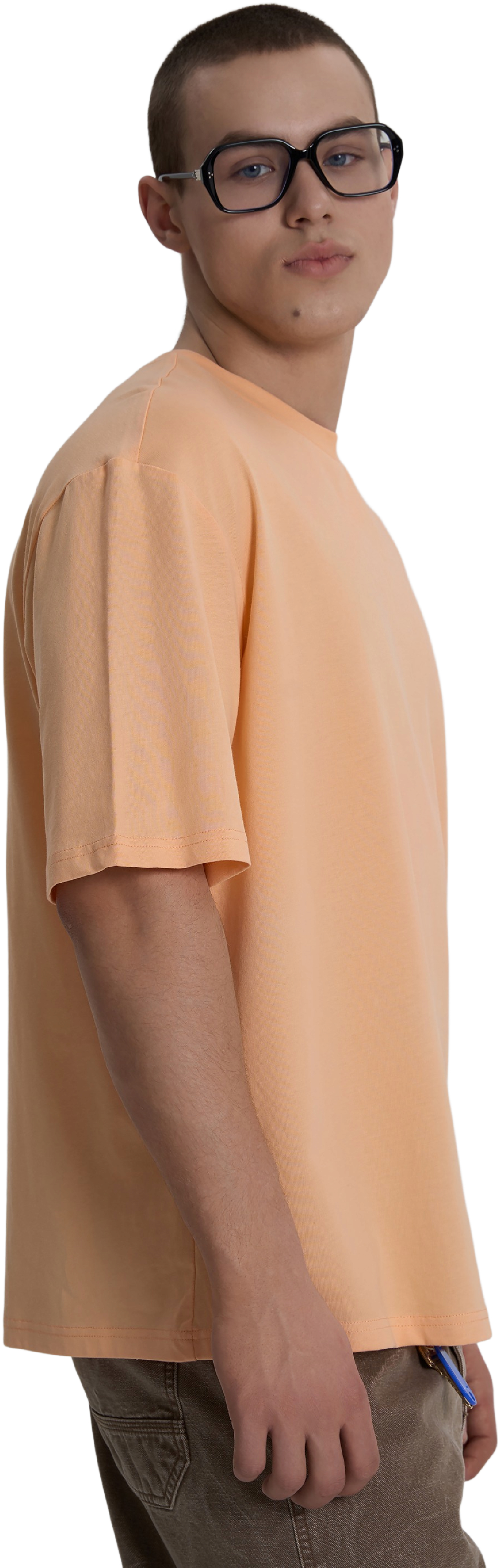 Футболка хлопковая мужская Roza 230926 S персиковая фото 3