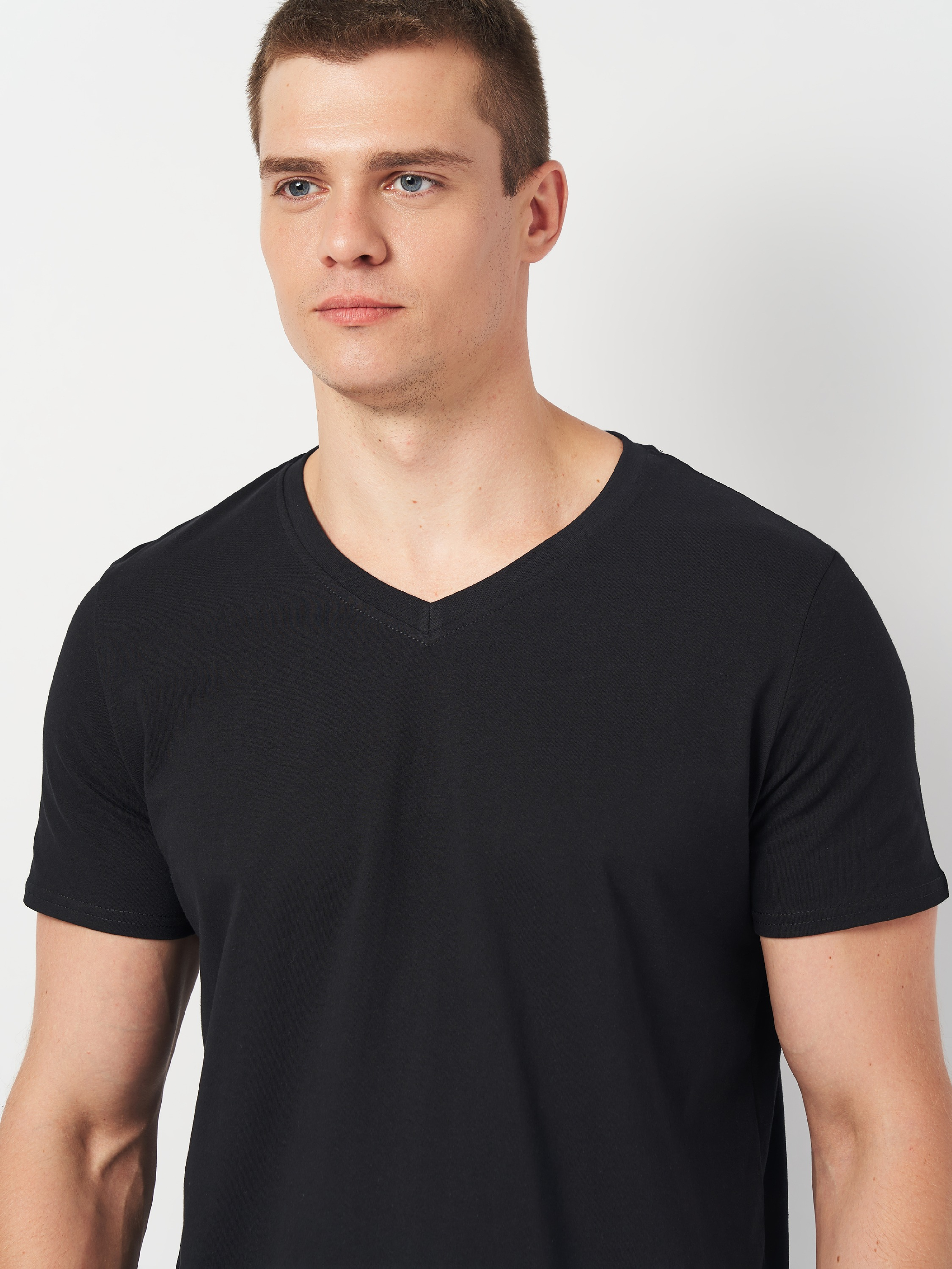 Футболка хлопковая мужская Roza 240444 XL черная фото 3