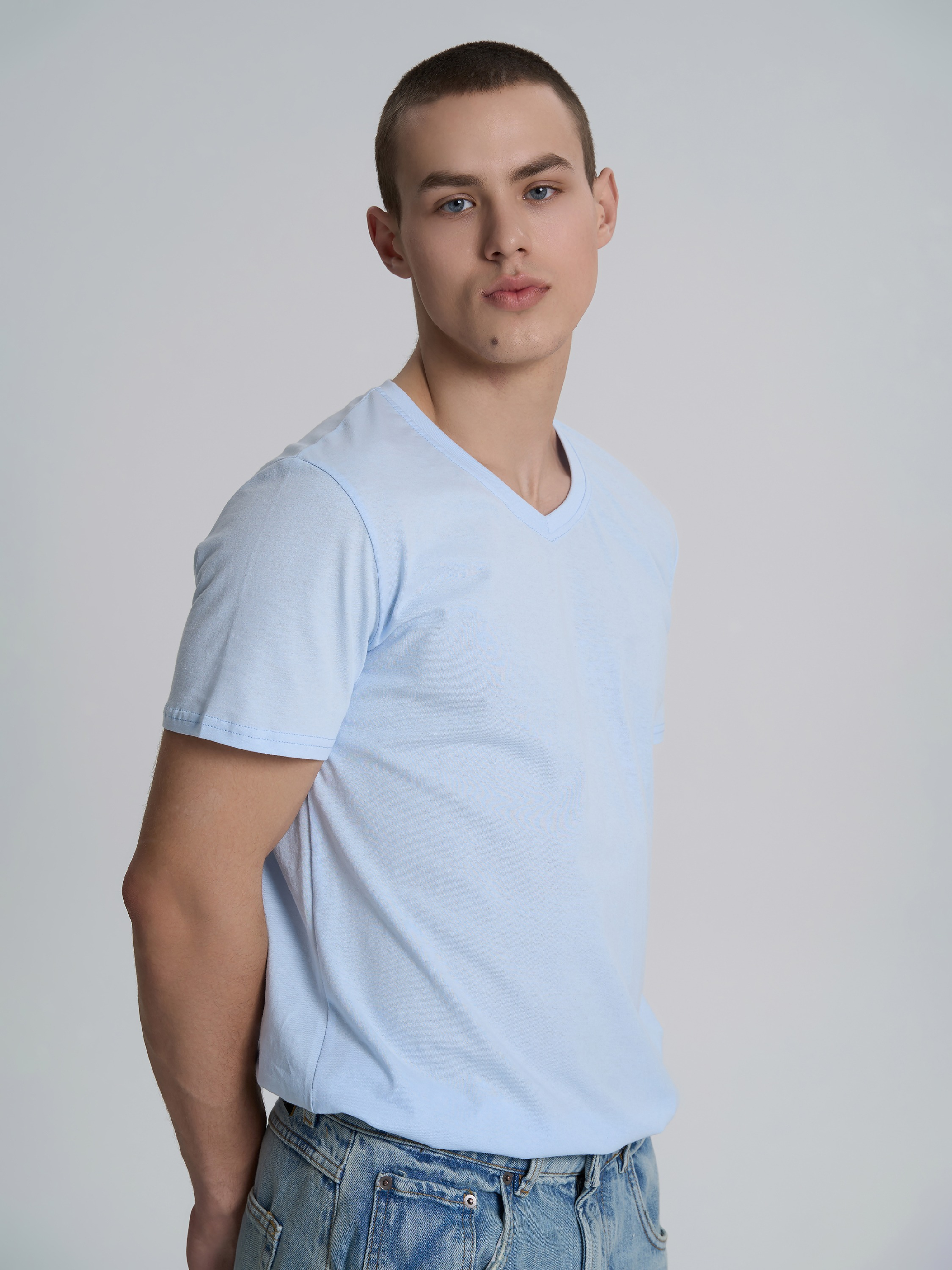 Футболка хлопковая мужская Roza 240444 2XL голубая фото 3