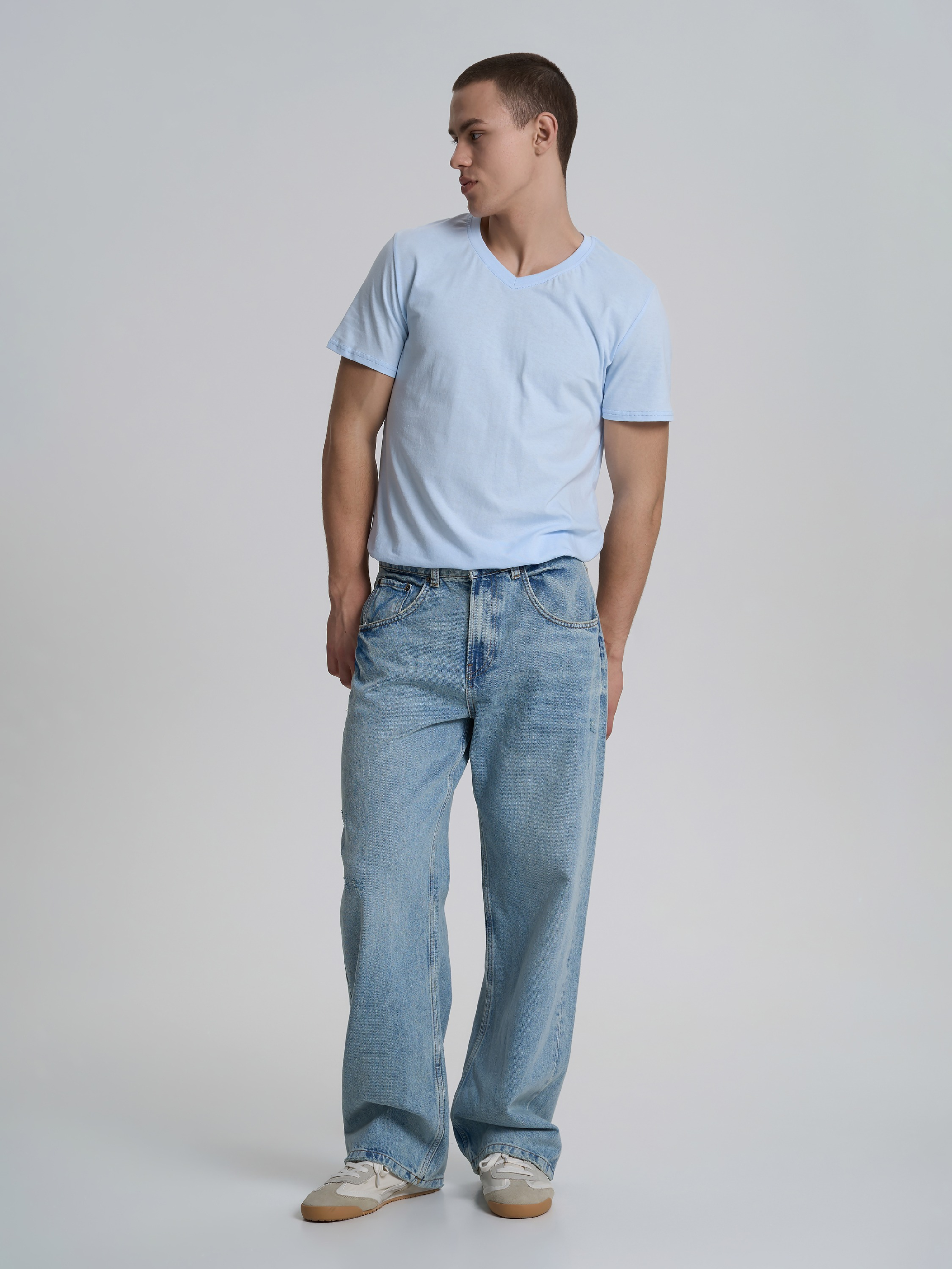 Футболка хлопковая мужская Roza 240444 L голубая фото 4