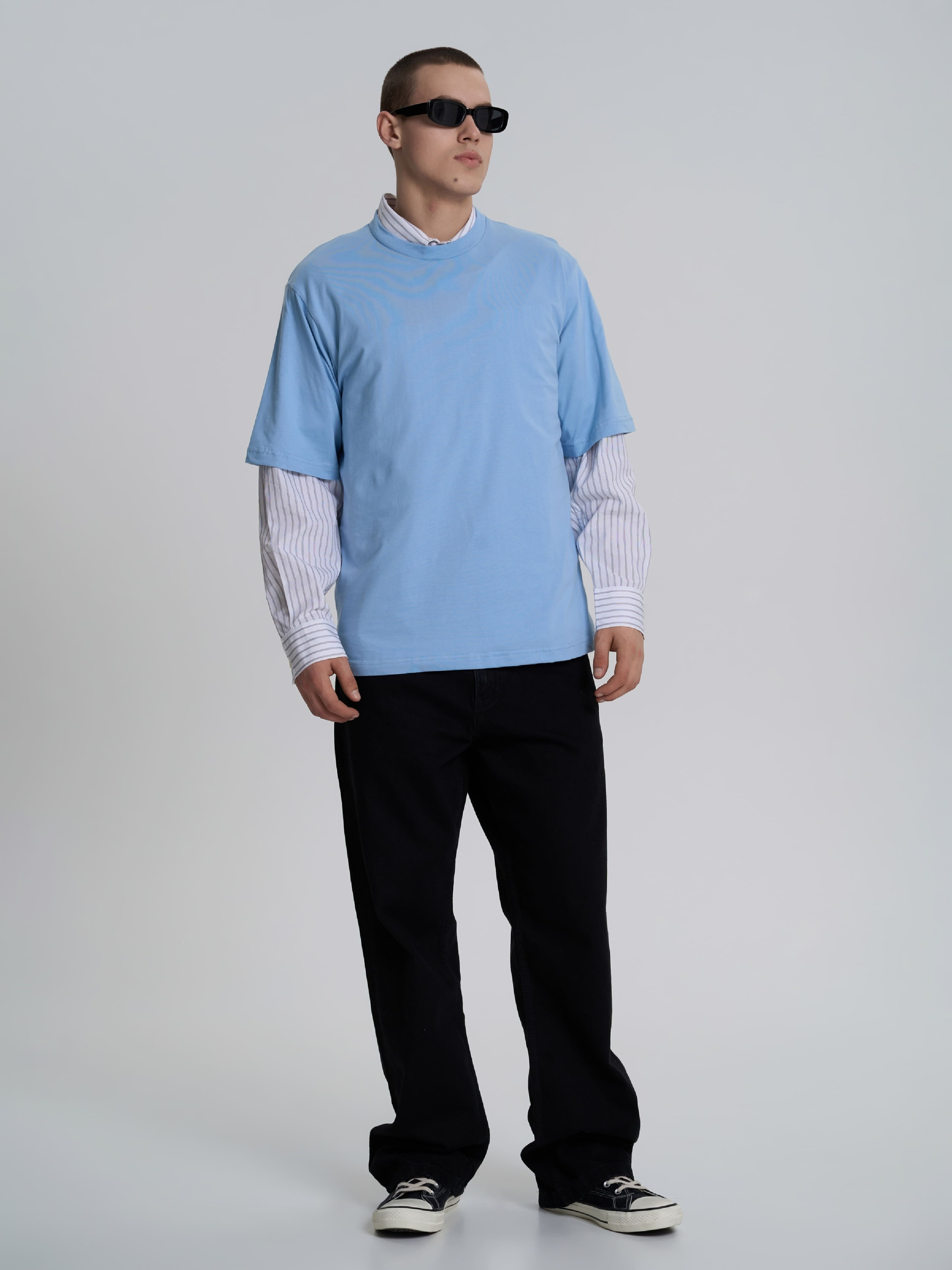 Футболка хлопковая мужская Roza 211143 S серо-голубая фото 4