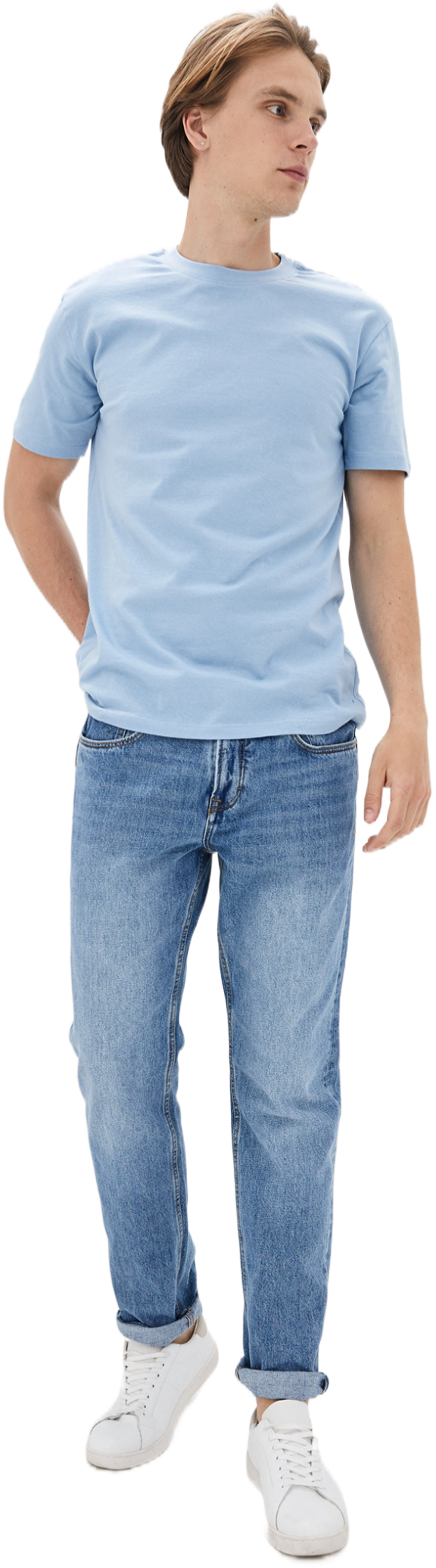 Футболка хлопковая мужская Roza 170201 XL голубая фото 3