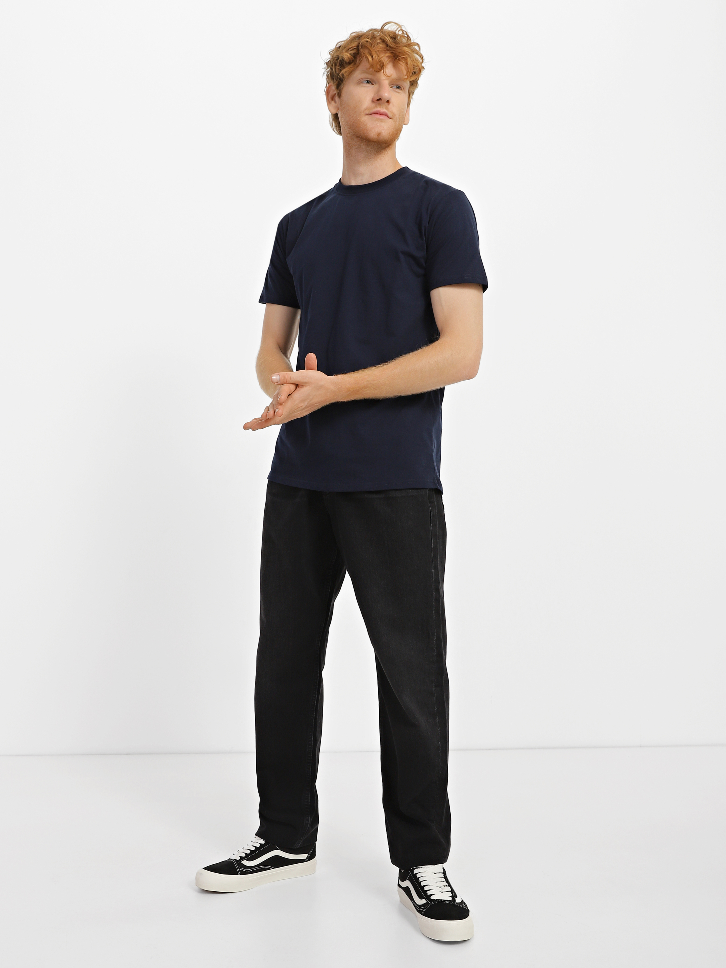 Футболка хлопковая мужская Roza 170201 S темно-синяя фото 4