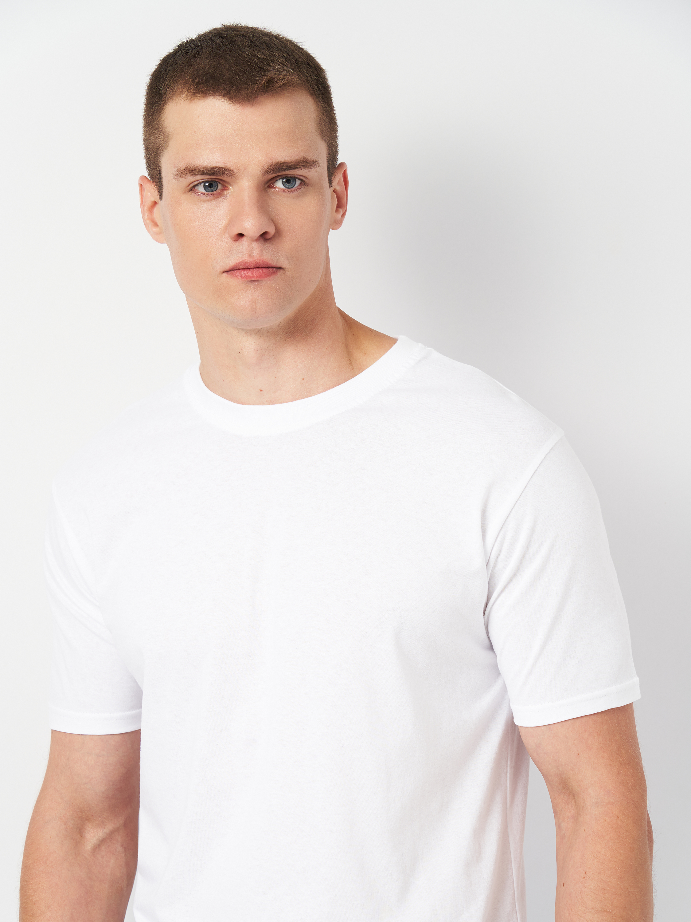 Футболка хлопковая мужская Roza 170201 M белая фото 4