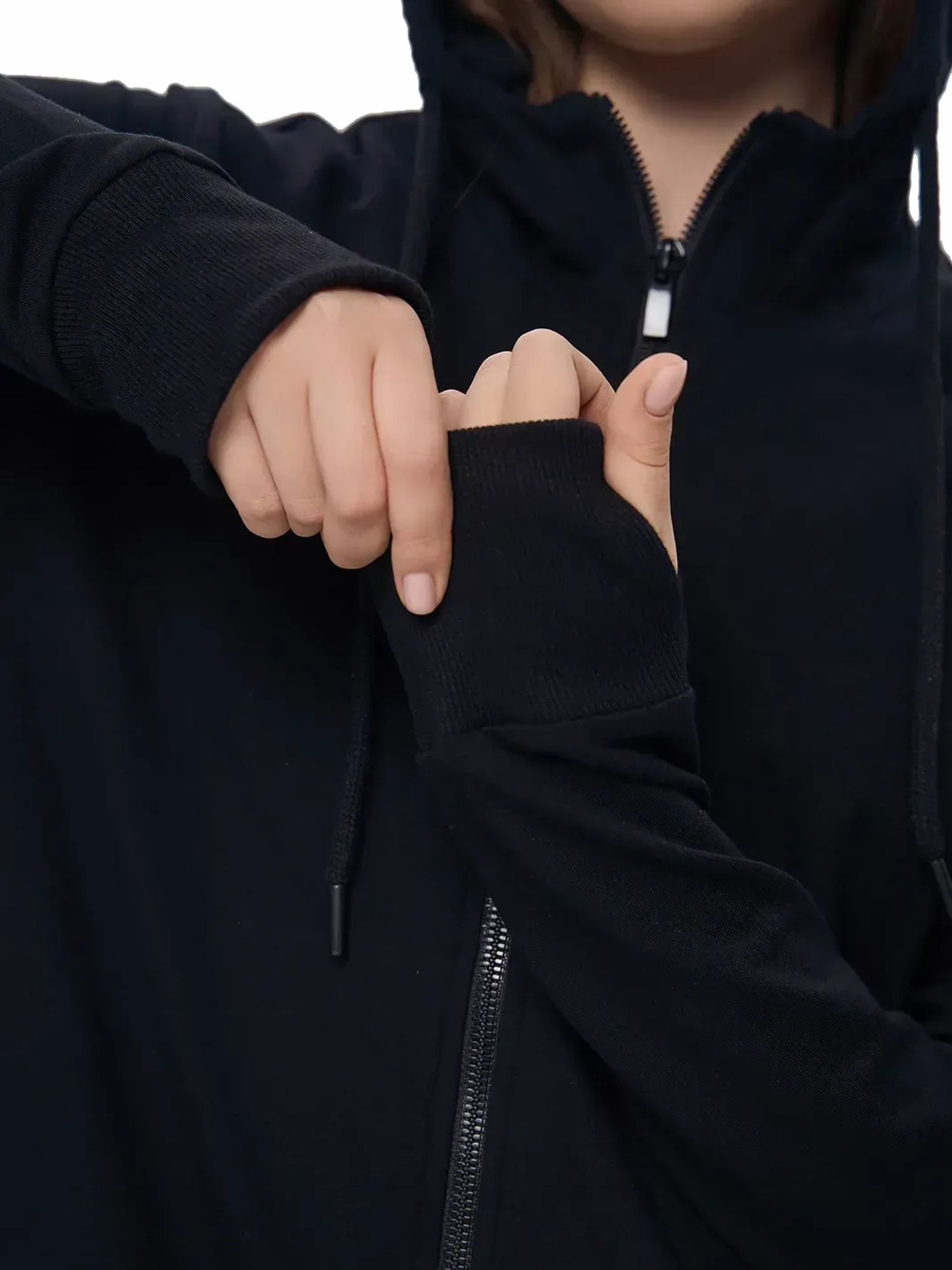 Худи на молнии женское Roza 240218 S черное фото 6