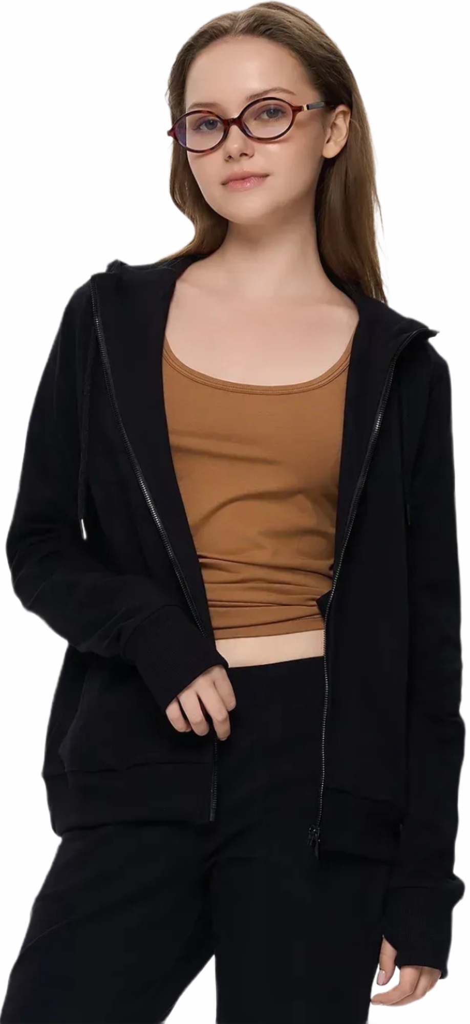 Худи на молнии женское Roza 240218 L черное фото 3