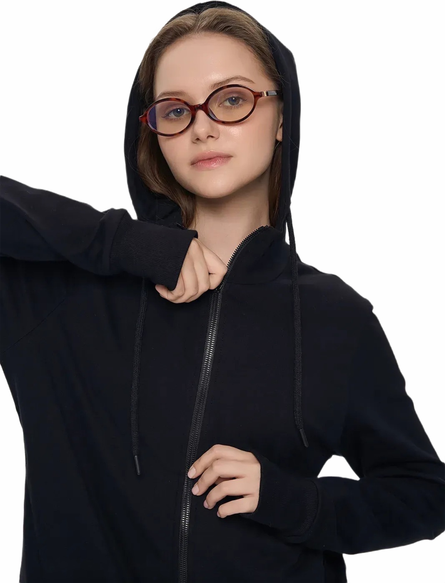 Худи на молнии женское Roza 240218 L черное фото 5