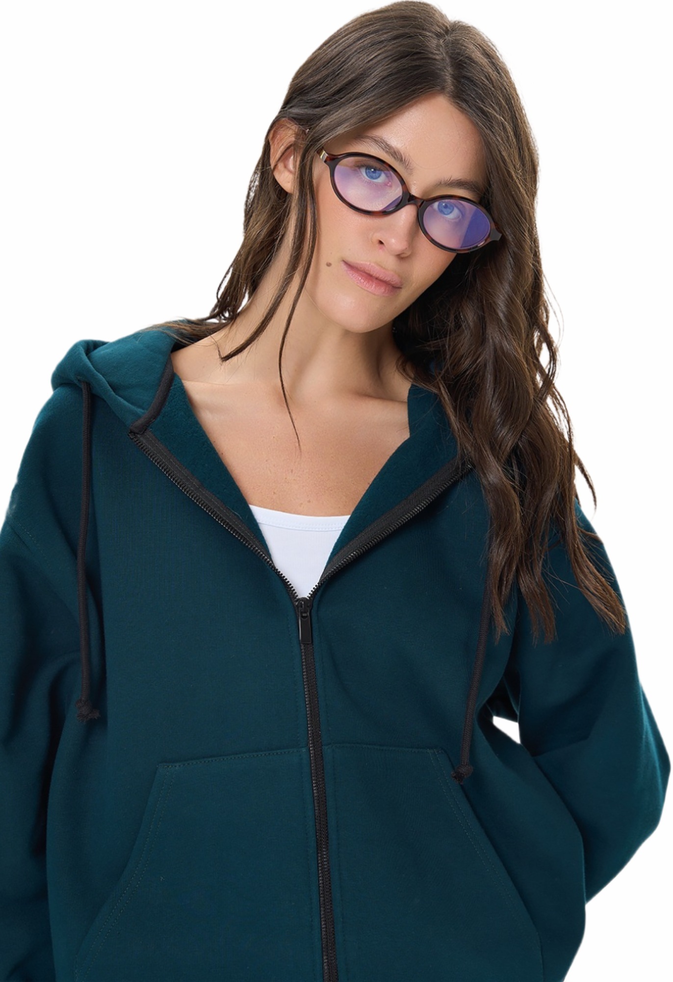 Худі на застібці жіноче Roza 240427 S синьо-зеленефото5