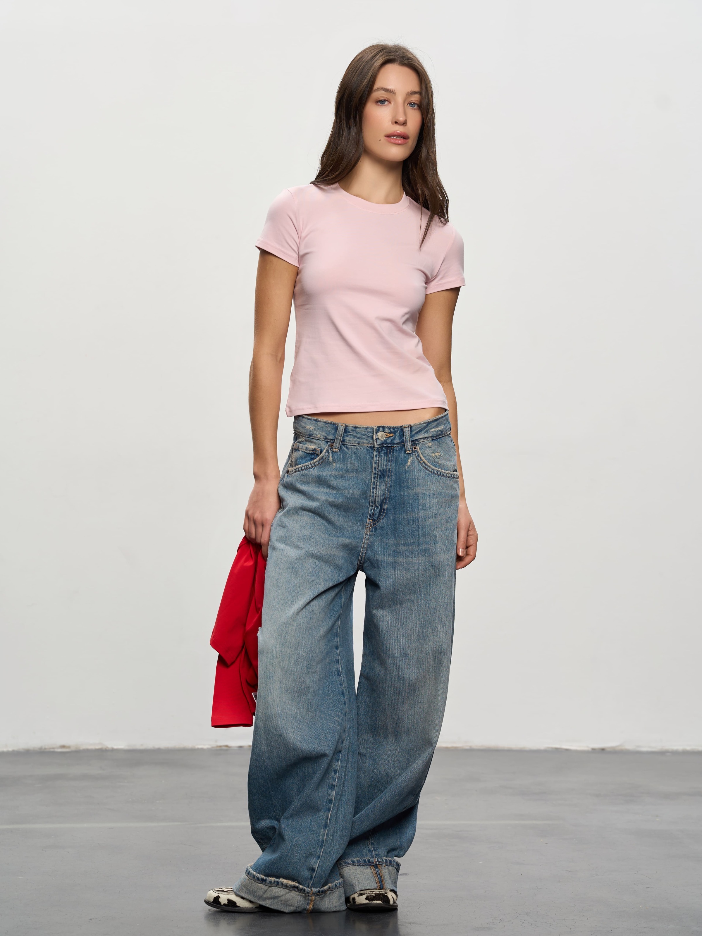 Футболка хлопковая женская Roza 240239 S пудровая фото 3