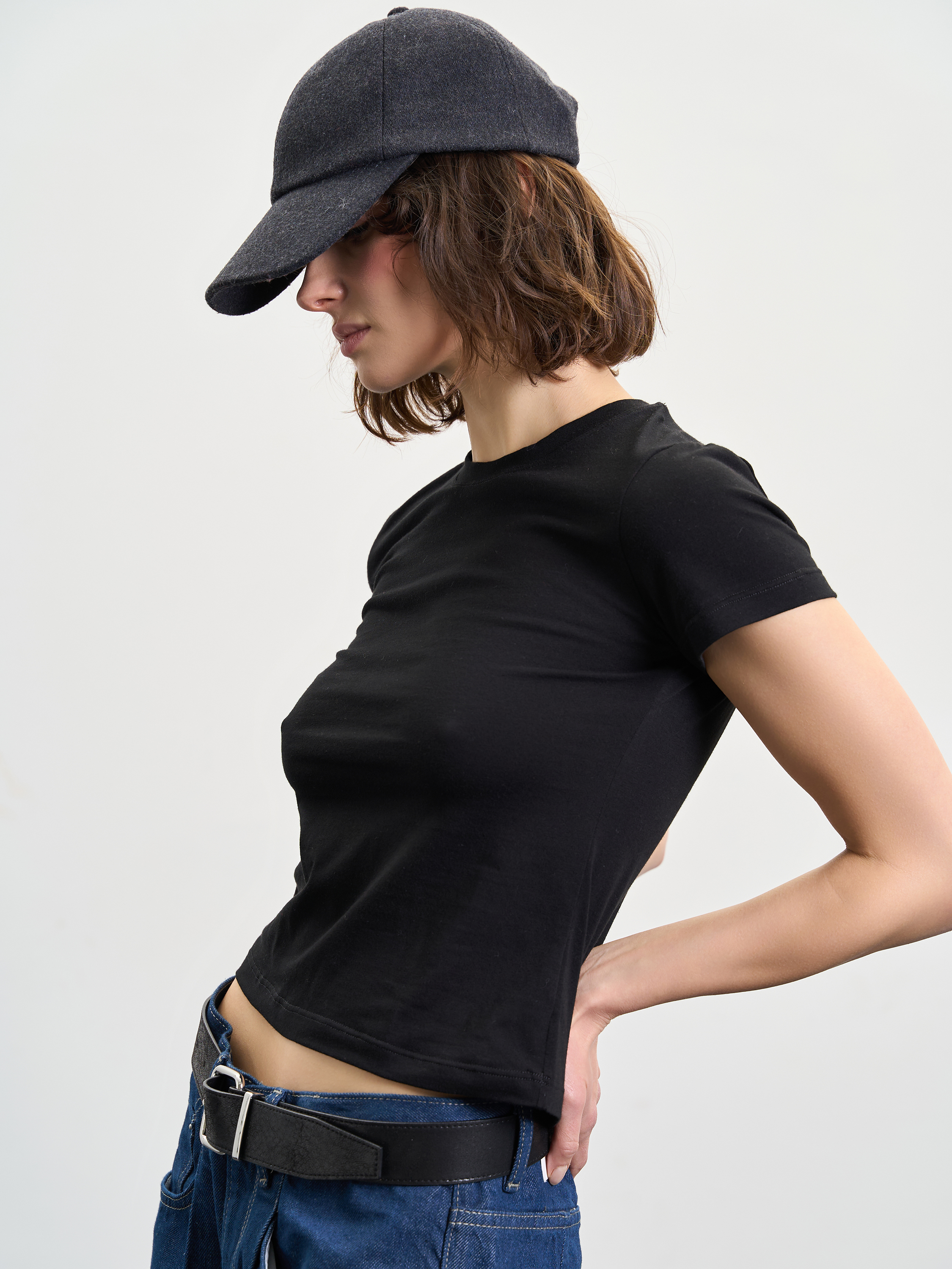 Футболка хлопковая женская Roza 240239 L черная фото 4