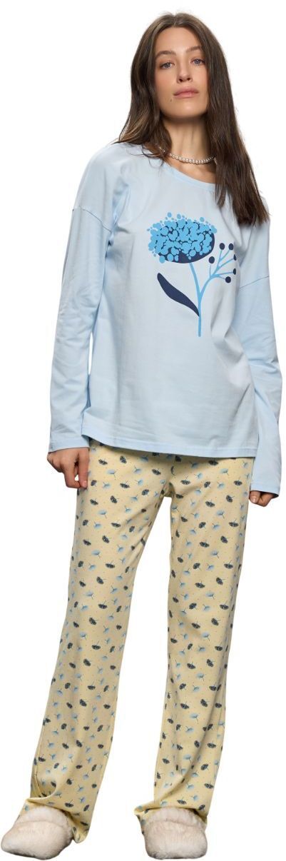 Пижама женская Roza 250914 3XL светло-голубая/желтая с одуванчиками фото 