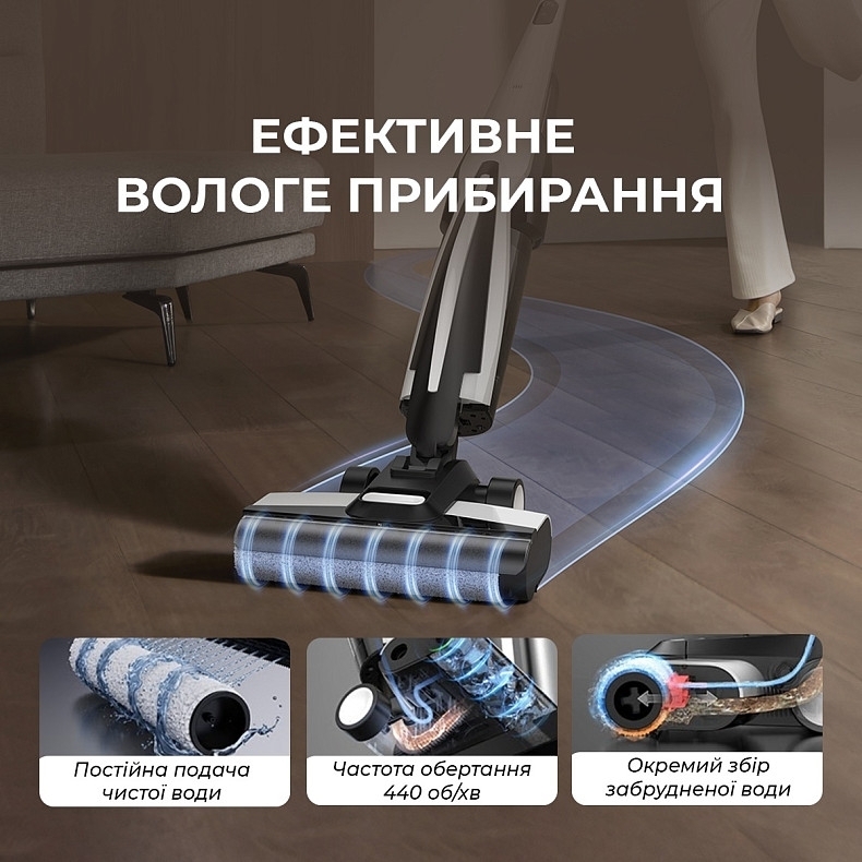 Аккумуляторный моющий пылесос Deerma VX100 (DEM-VX100) фото 4