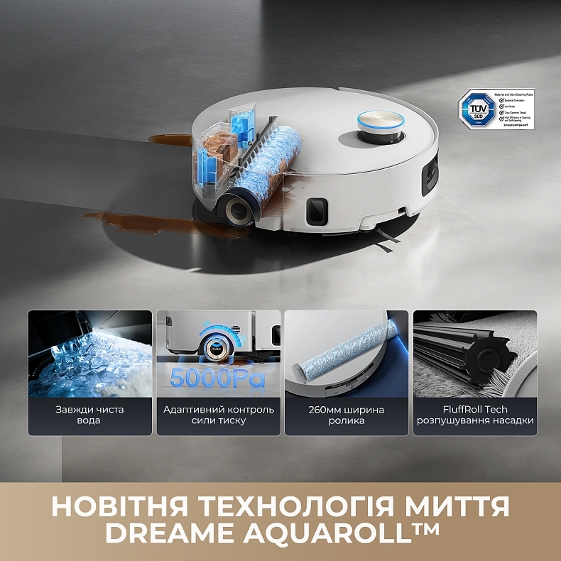 Робот-пилосос Dreame Aqua 10 Ultra Roller Complete Black (RLH71DE-1-BL)фото3