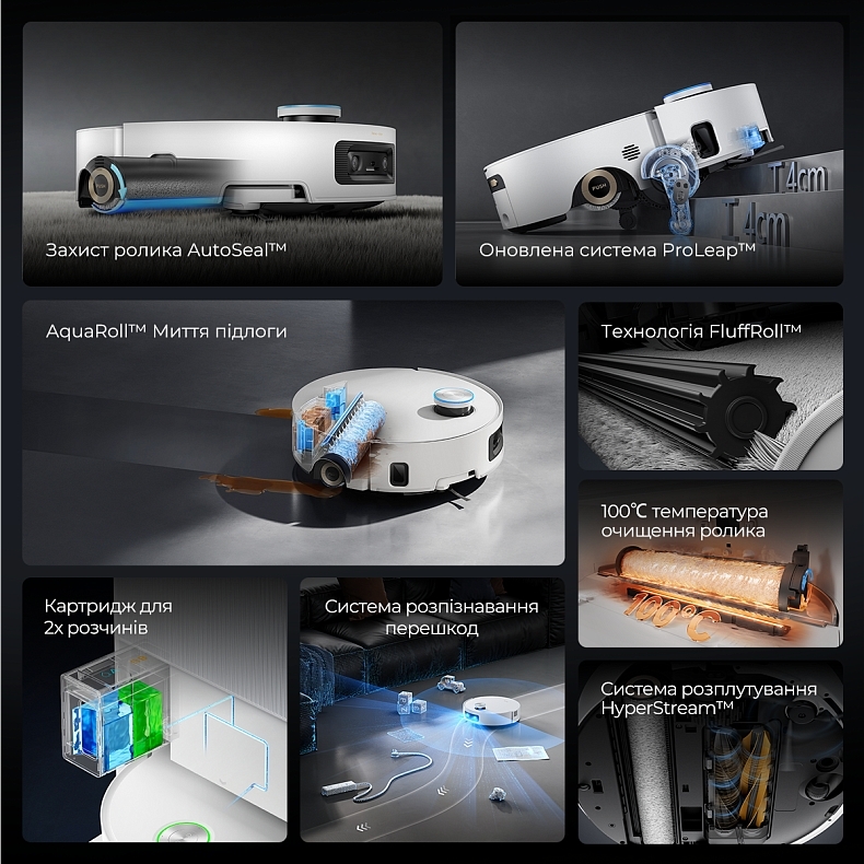 Робот-пилосос Dreame Aqua 10 Ultra Roller Complete Black (RLH71DE-1-BL)фото4