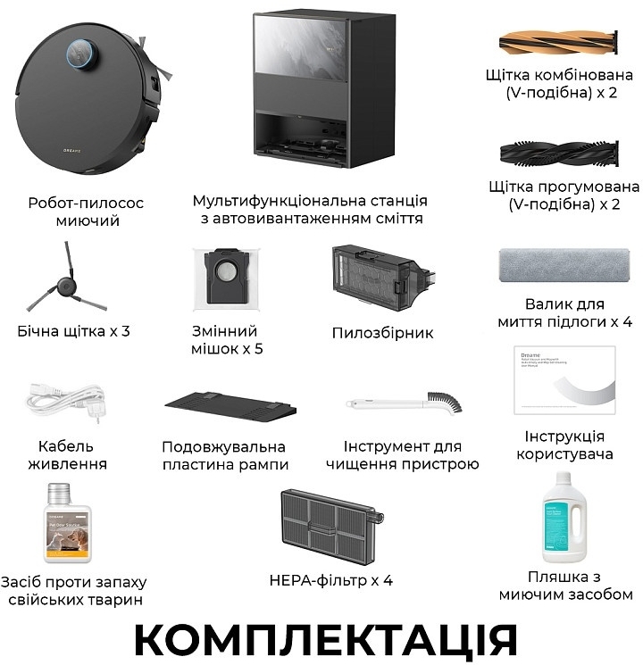 Робот-пилосос Dreame Aqua 10 Ultra Track Complete Black (RLR81CE-1-BL)фото17