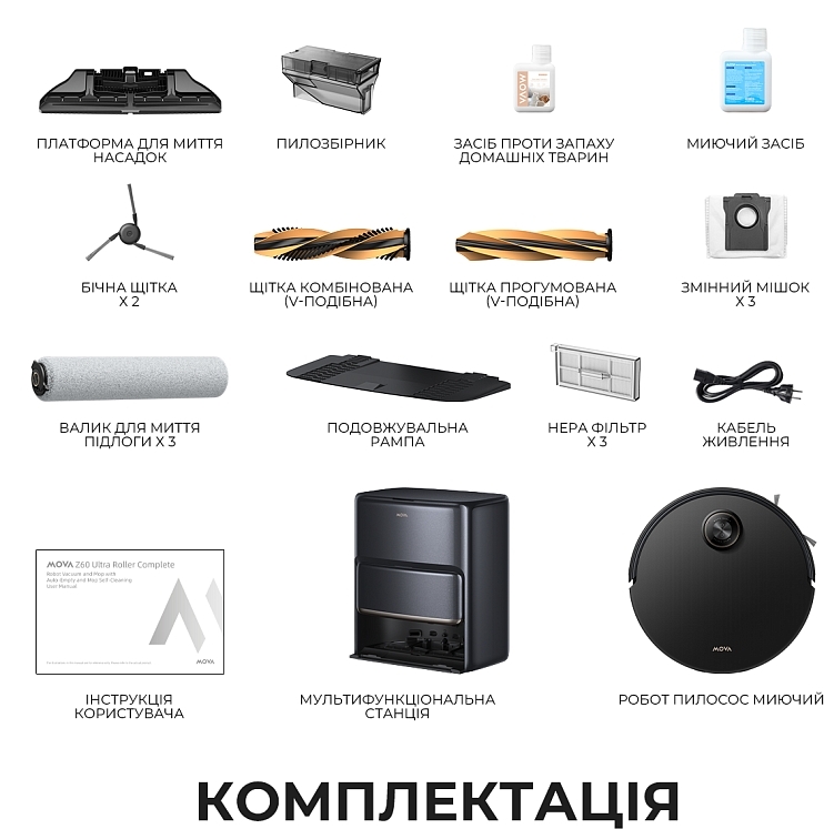 Робот-пылесос Mova Z60 Ultra Roller Complete Black-EUA (RLZ83CE-1) фото 15
