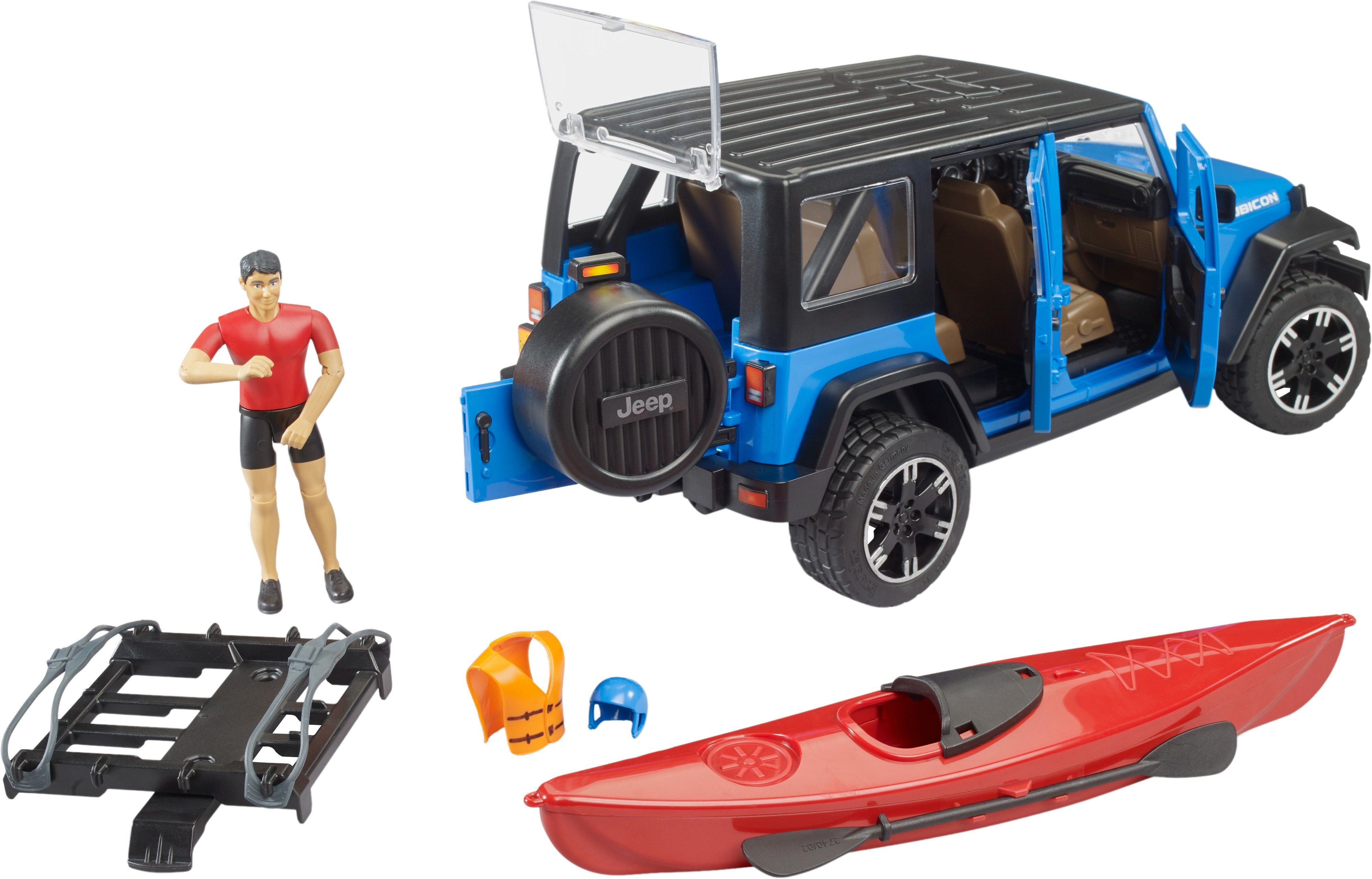 Автомобиль Bruder Jeep Wrangler Rubicon Unlimited с каяком и фигуркой (2529) фото 