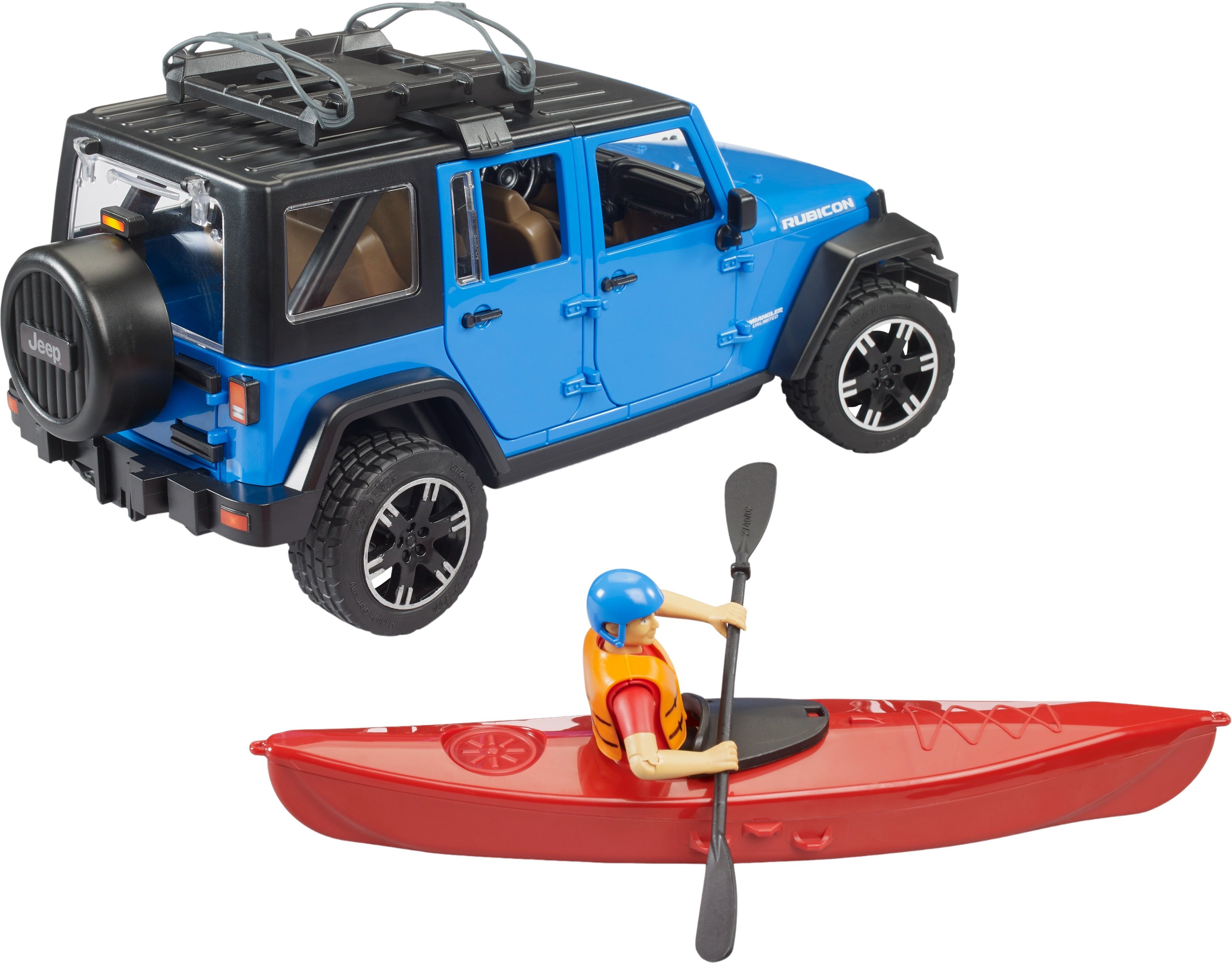 Автомобиль Bruder Jeep Wrangler Rubicon Unlimited с каяком и фигуркой (2529) фото 