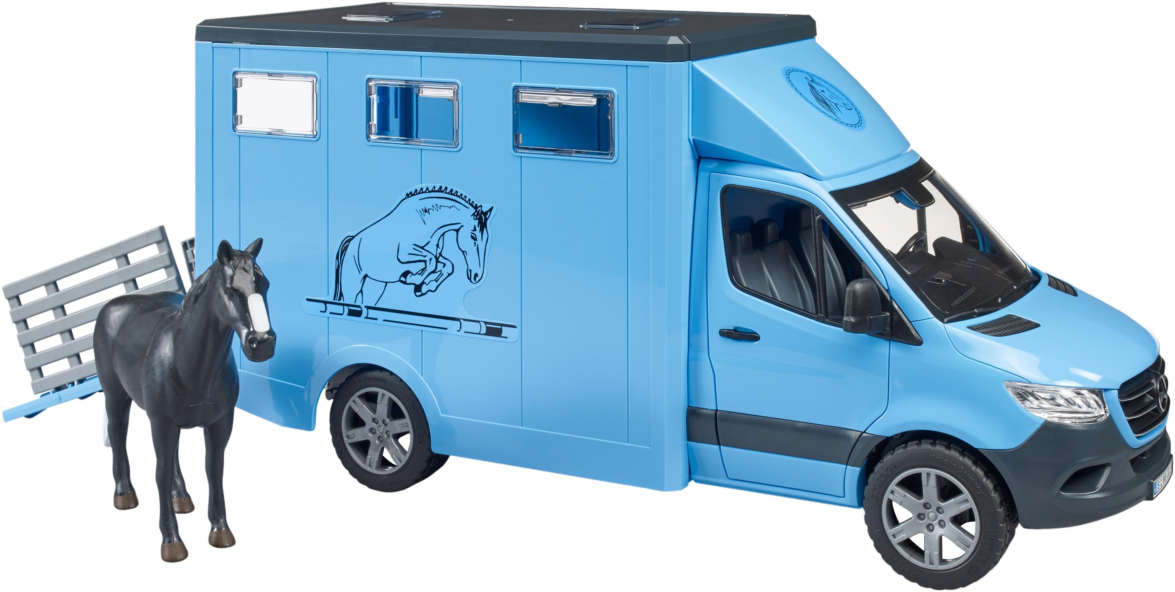 Автомобиль Bruder MB Sprinter для перевозки животных с лошадью (2674) фото 