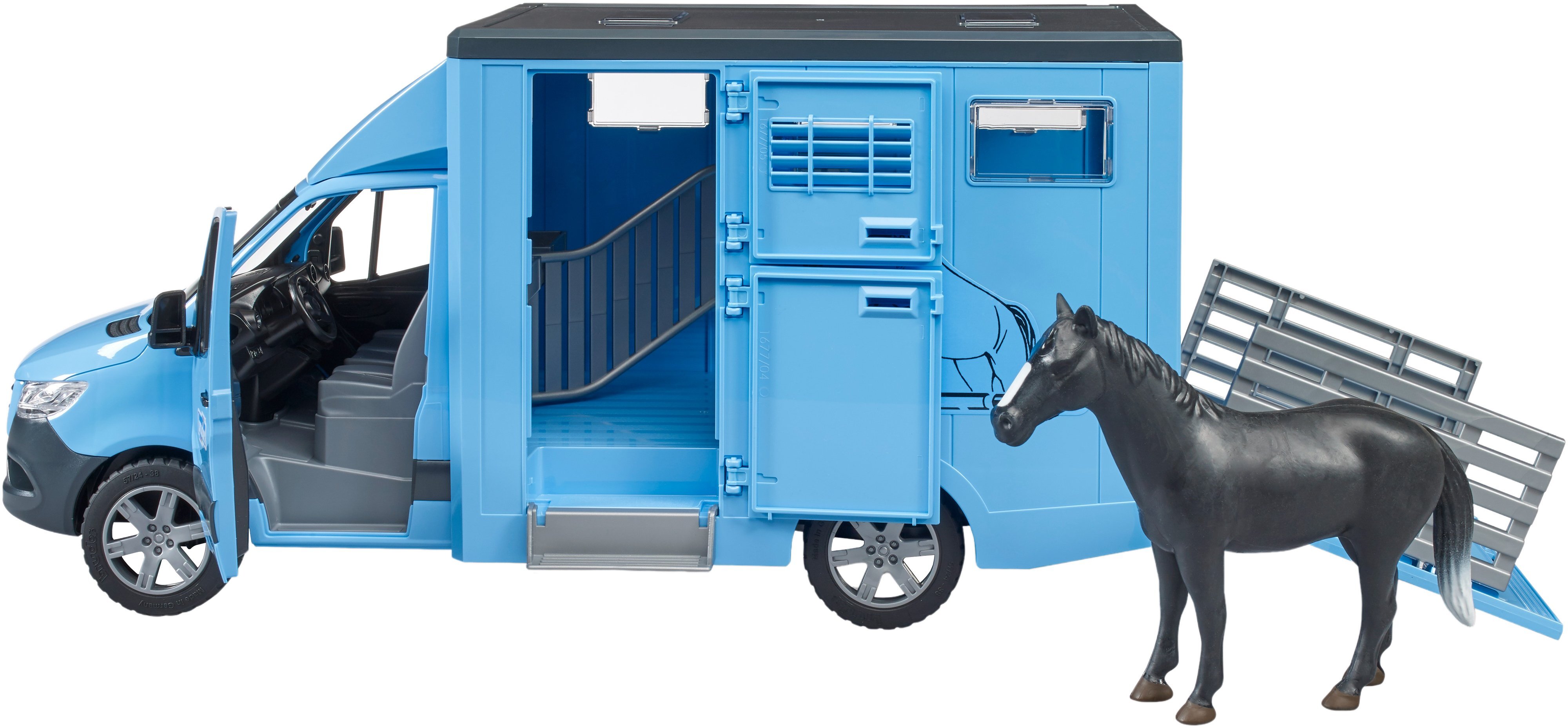 Автомобиль Bruder MB Sprinter для перевозки животных с лошадью (2674) фото 