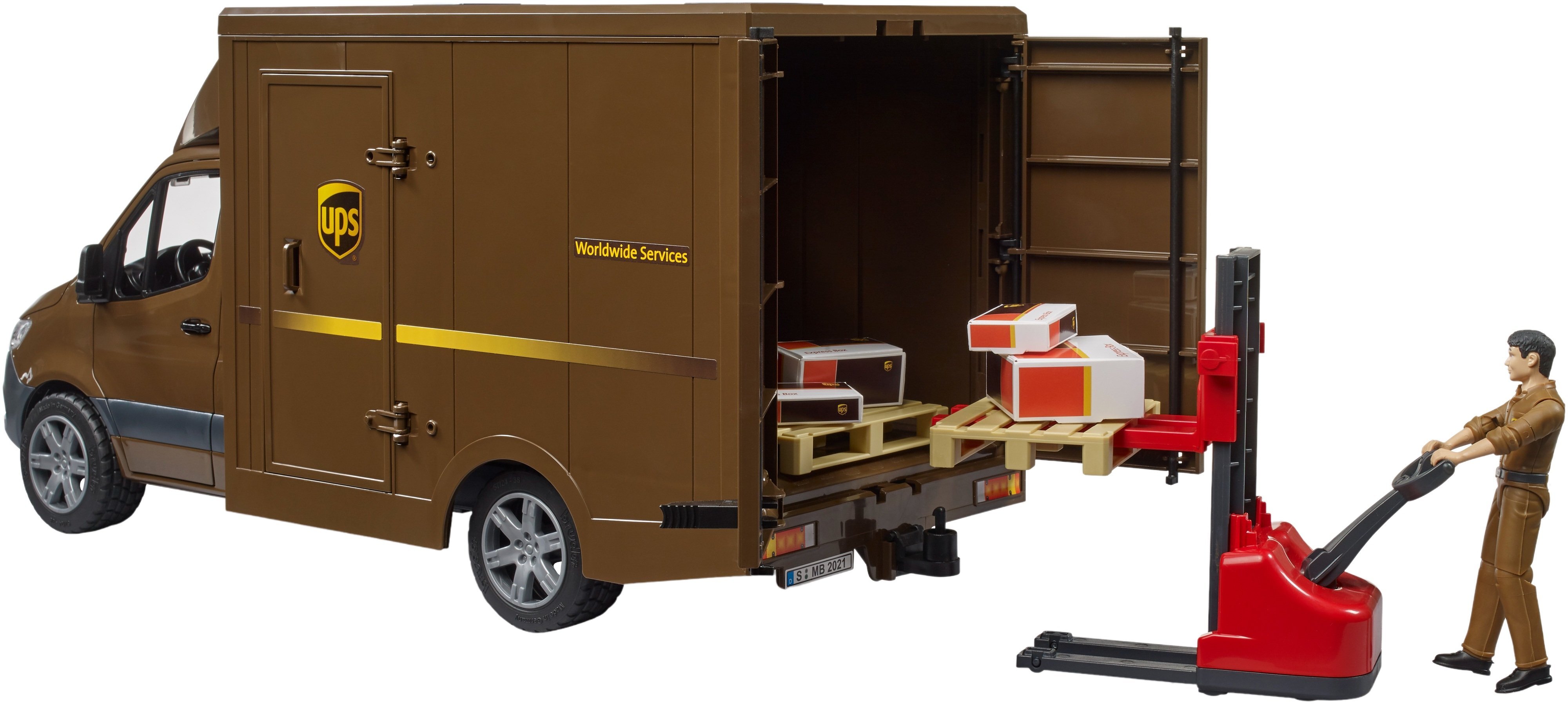 Автомобиль Bruder MB Sprinter курьерской службы UPS с фигуркой и асксессуарами (2678) фото 