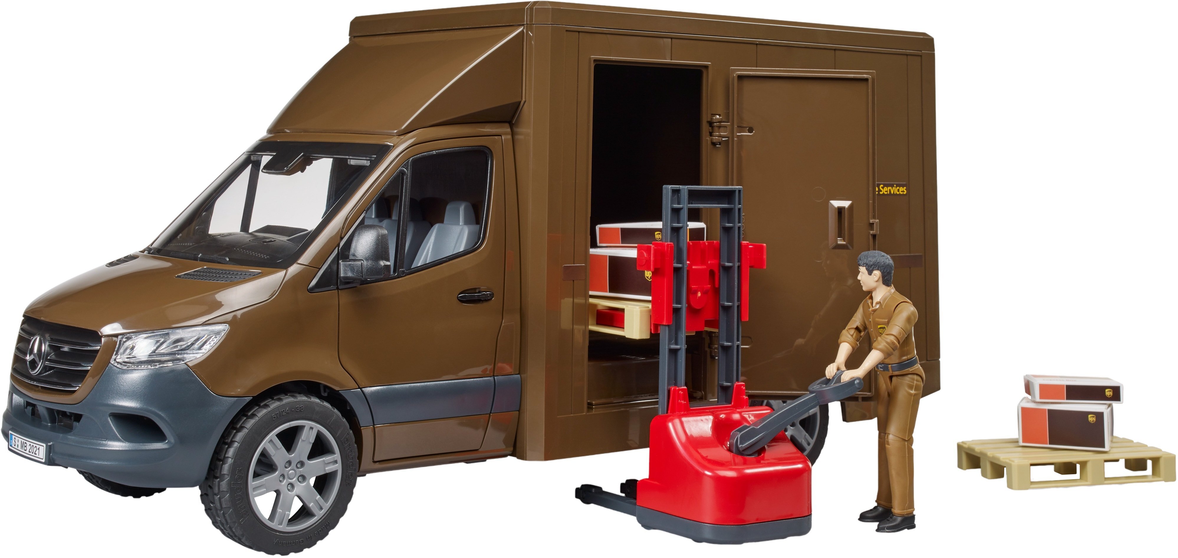Автомобиль Bruder MB Sprinter курьерской службы UPS с фигуркой и асксессуарами (2678) фото 