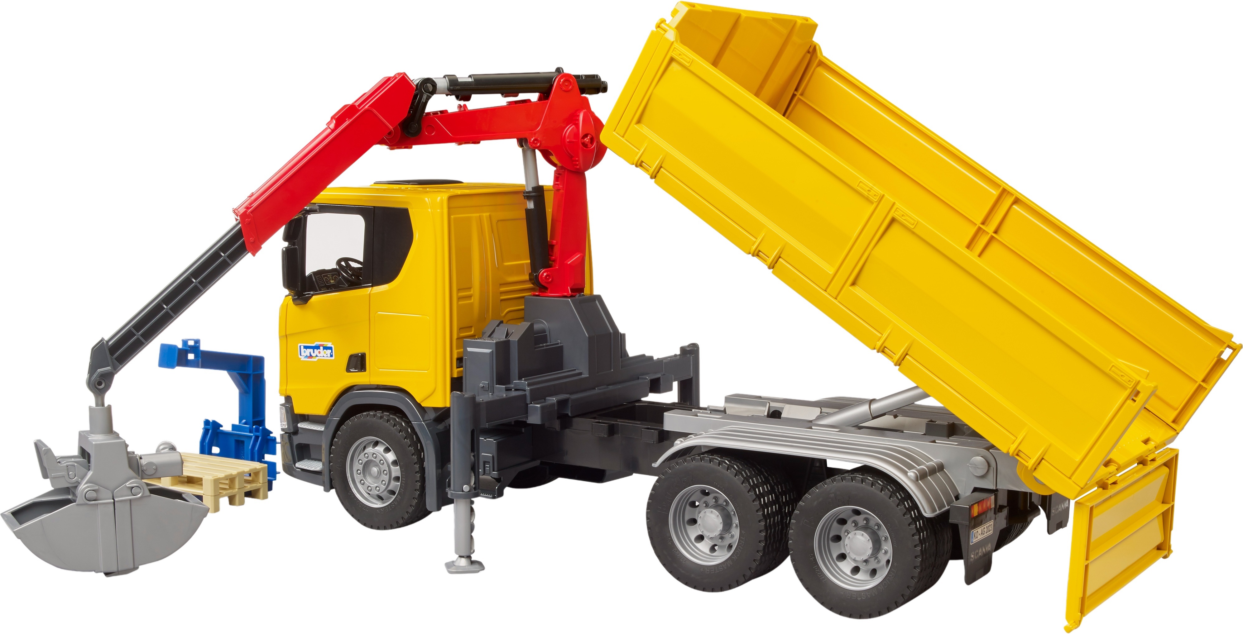 Автомобиль Bruder Scania Super 560R с краном-манипулятором и аксессуарами (3551) фото 