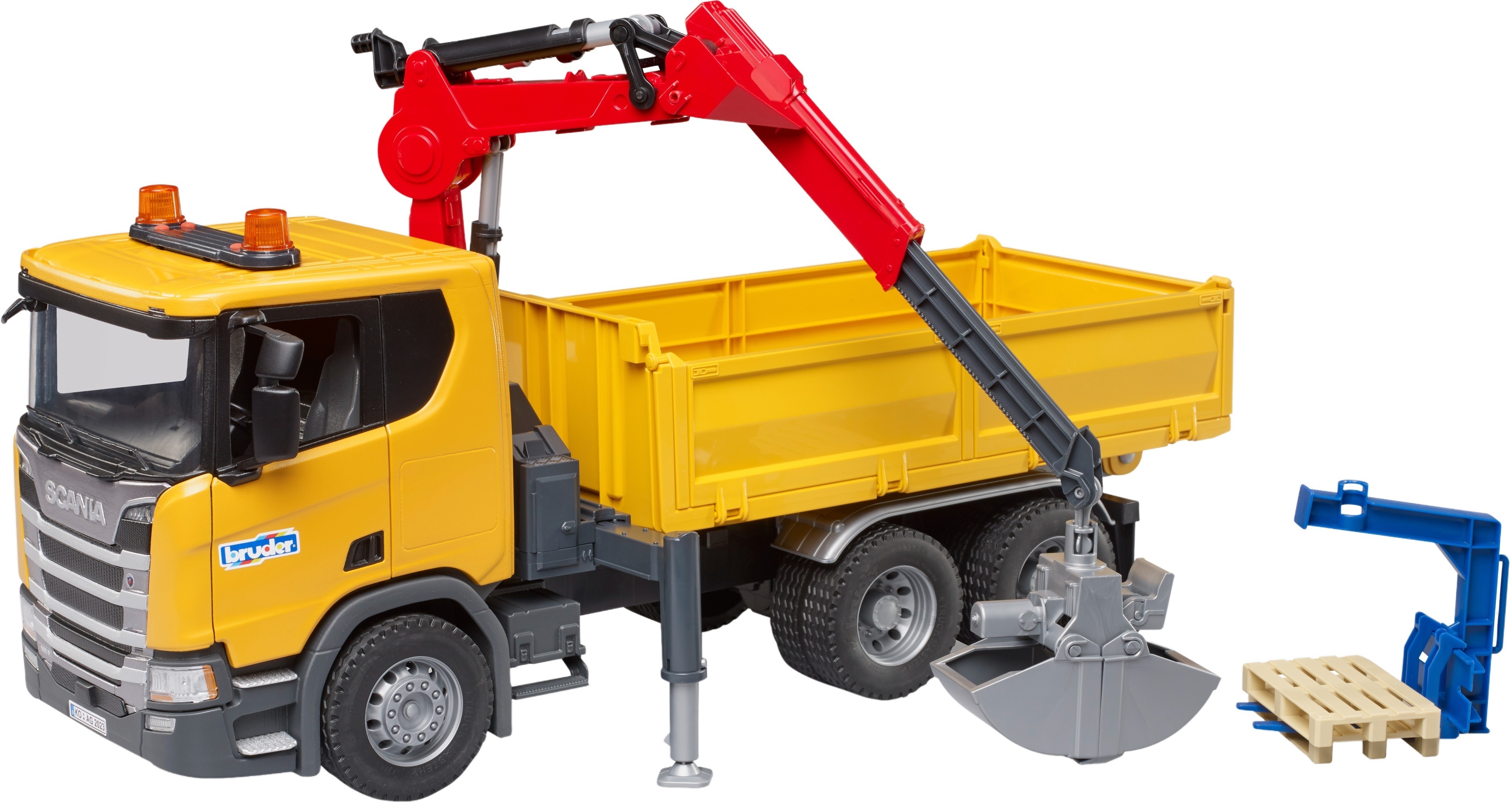 Автомобиль Bruder Scania Super 560R с краном-манипулятором и аксессуарами (3551) фото 